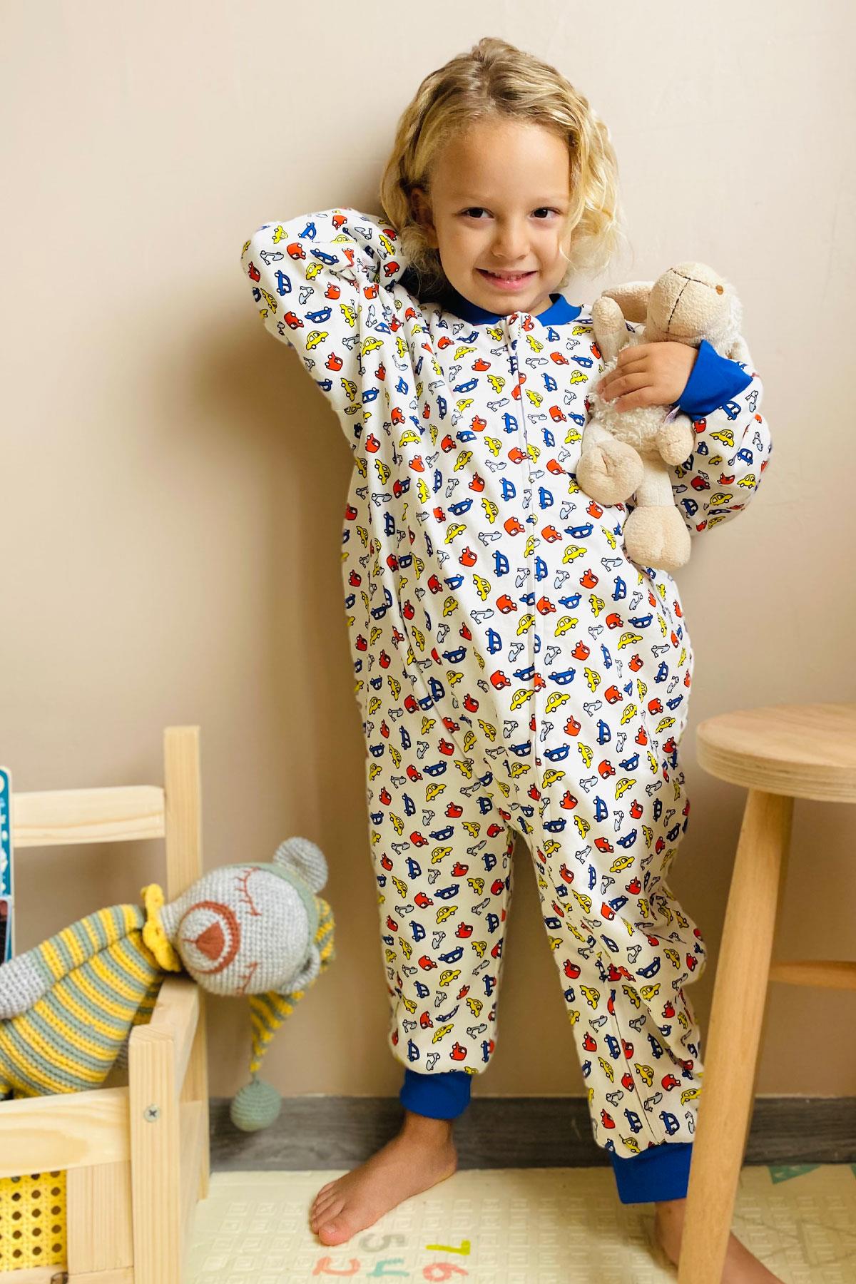 Luggi Baby Erkek Çocuk Uyku Tulumu Renkli Araba Baskılı Beyaz (1-6 Yaş)