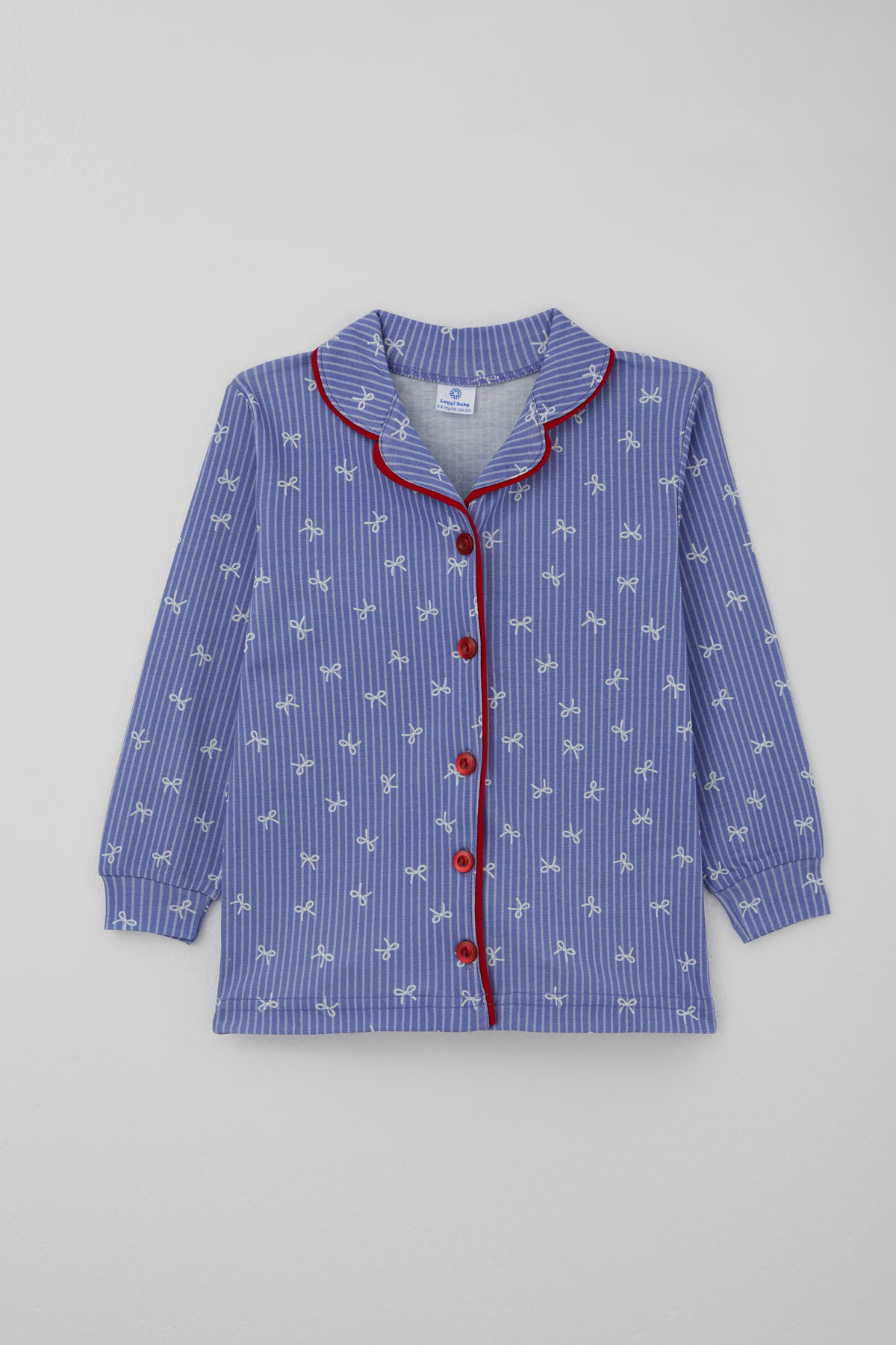 Luggi Baby Kız Çocuk Pijama Takımı Fiyonk Empirme Arabiyeli Önden Düğmeli Lila (2-8 Yaş)
