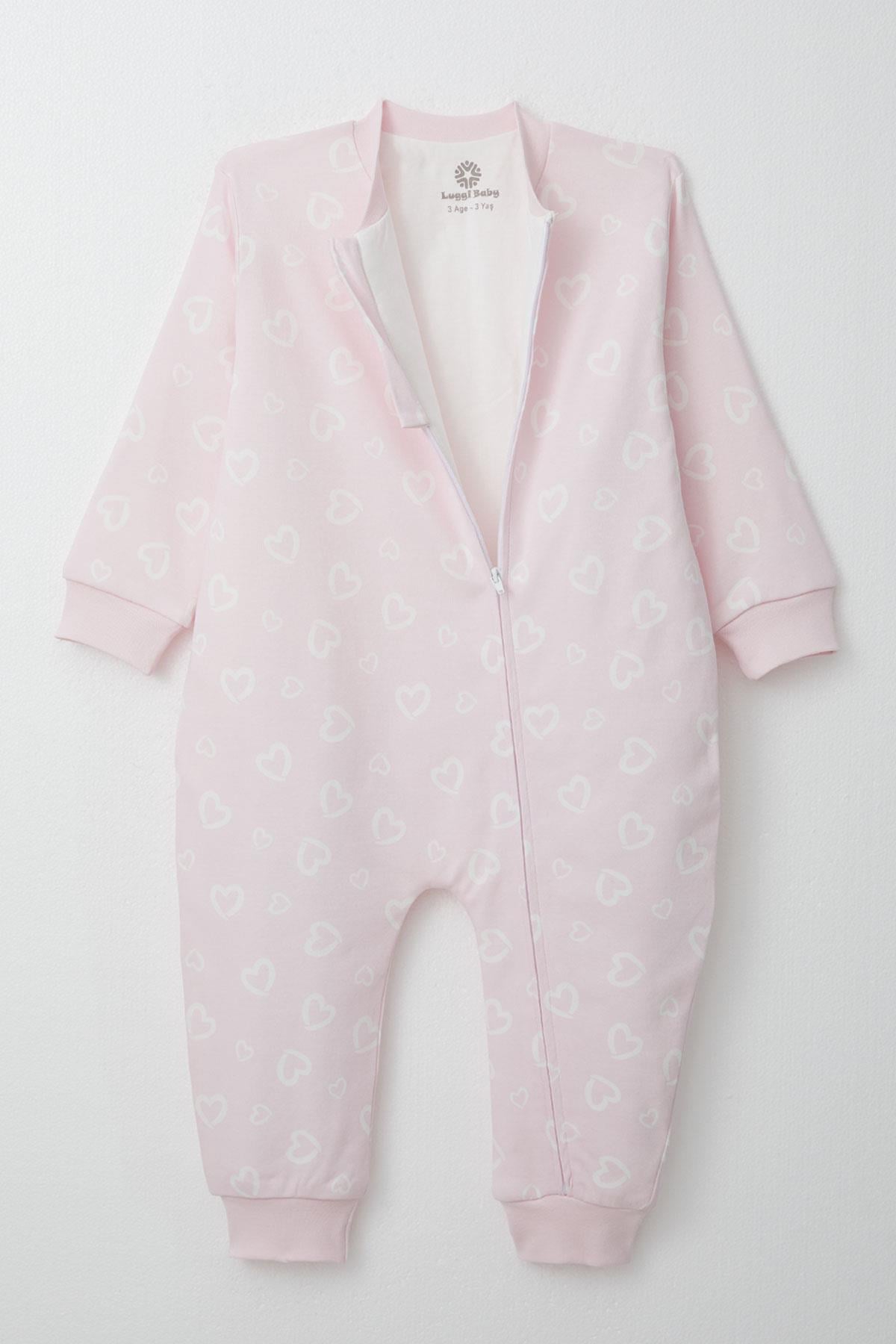 Luggi Baby Kız Çocuk Uyku Tulumu Kalp Desenli Pembe (2-3 Yaş)