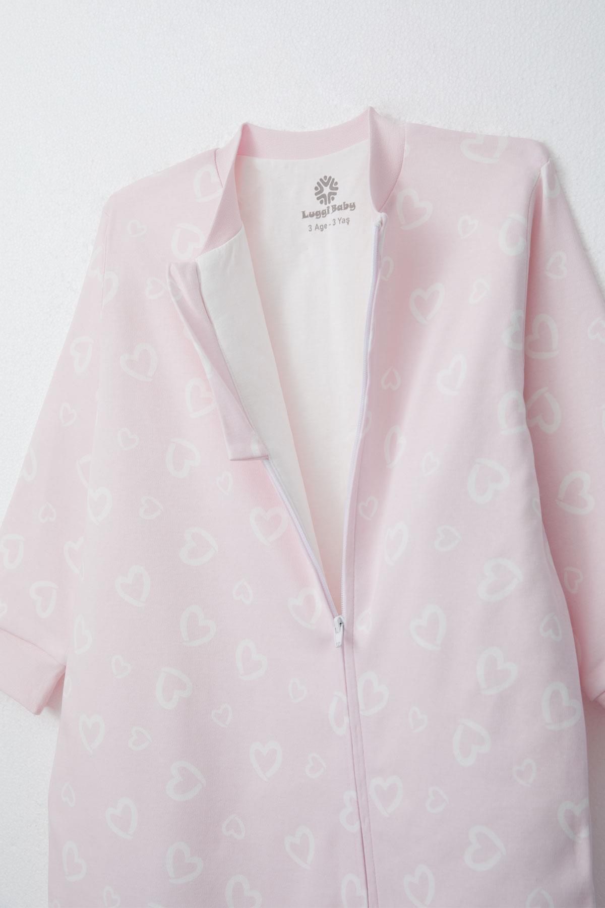 Luggi Baby Kız Çocuk Uyku Tulumu Kalp Desenli Pembe (2-3 Yaş)
