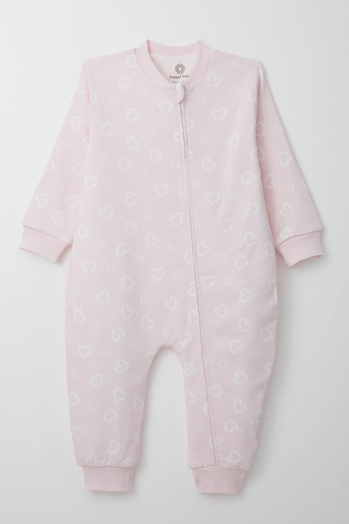 Luggi Baby Kız Çocuk Uyku Tulumu Kalp Desenli Pembe (2-3 Yaş)
