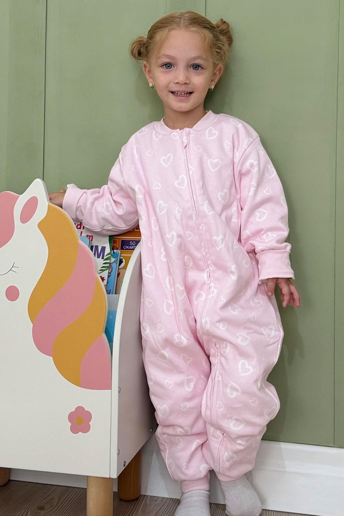 Luggi Baby Kız Çocuk Uyku Tulumu Kalp Desenli Pembe (2-3 Yaş)