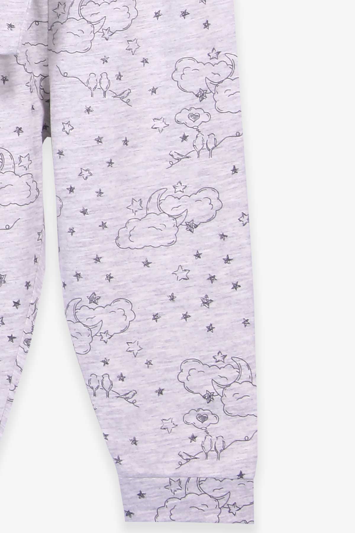 MACAWI Erkek Çocuk Pijama Takımı Gece Temalı Açık Gri Melanj (1.5-5 Yaş)