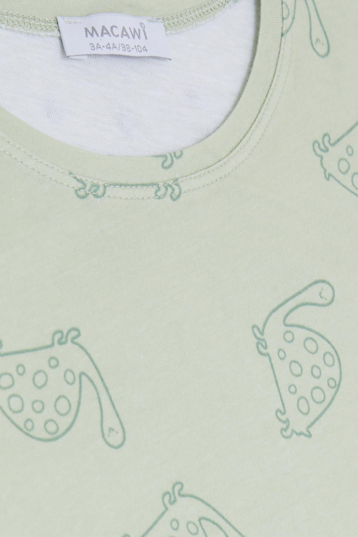 MACAWI Erkek Çocuk Pijama Takımı Kaplumbağa Desenli Mint Yeşili (1.5-5 Yaş)