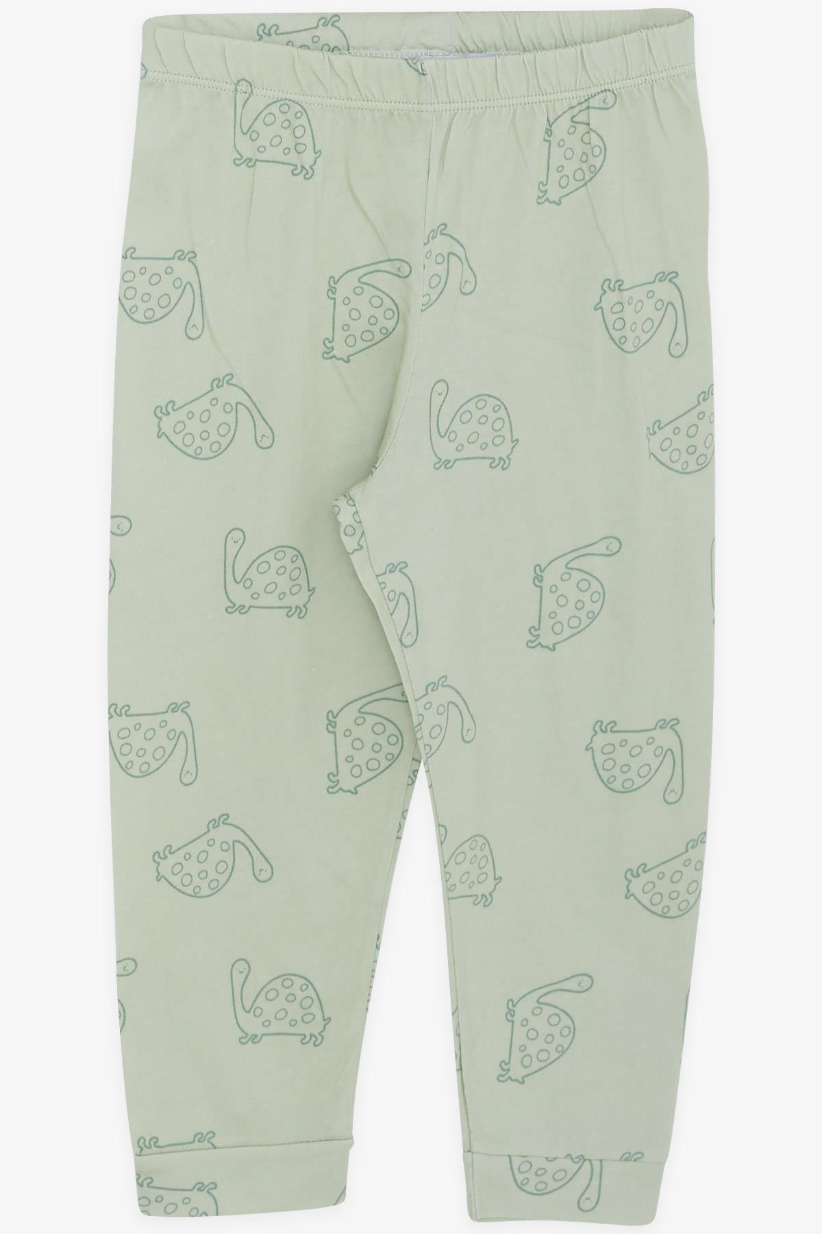 MACAWI Erkek Çocuk Pijama Takımı Kaplumbağa Desenli Mint Yeşili (1.5-5 Yaş)