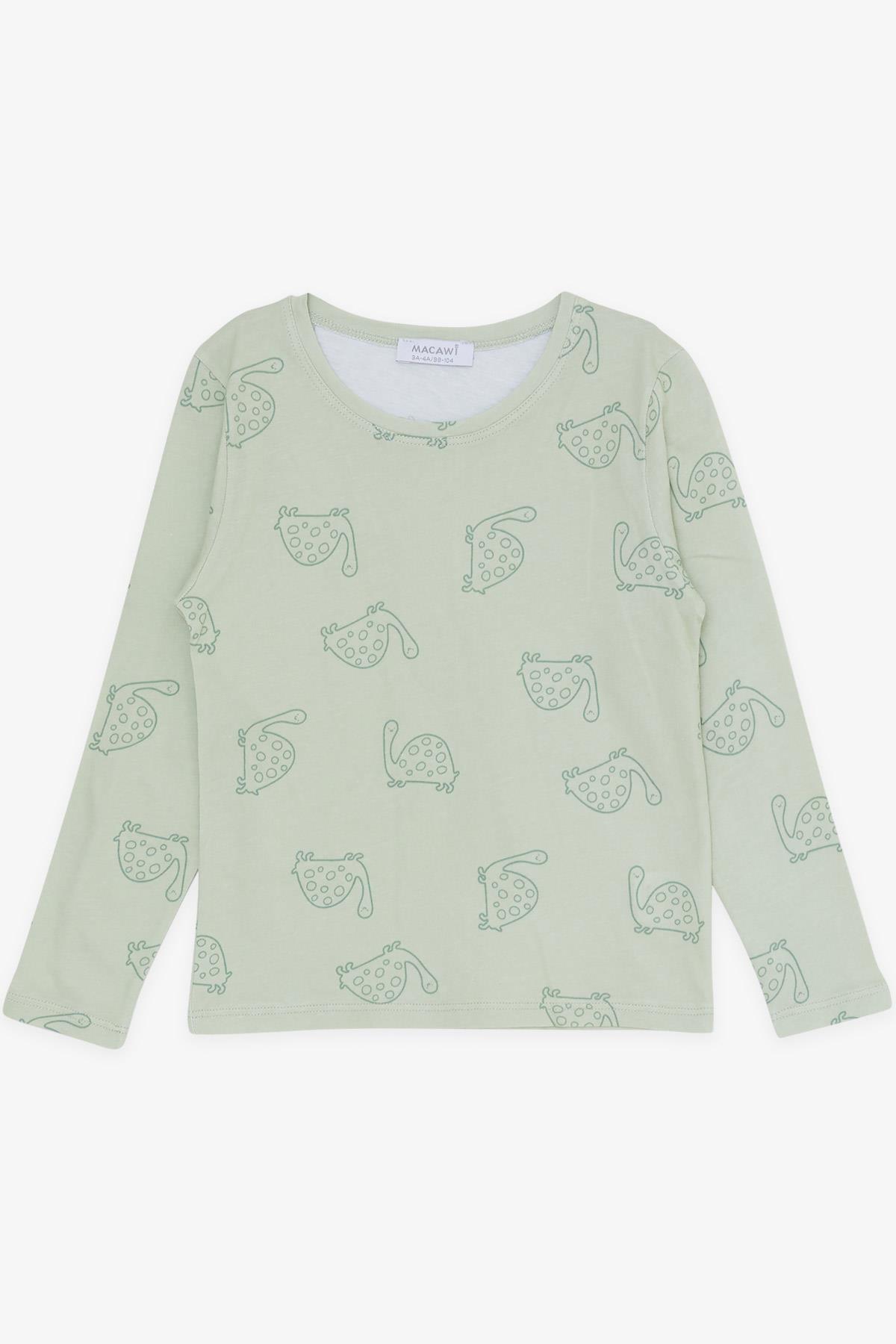 MACAWI Erkek Çocuk Pijama Takımı Kaplumbağa Desenli Mint Yeşili (1.5-5 Yaş)
