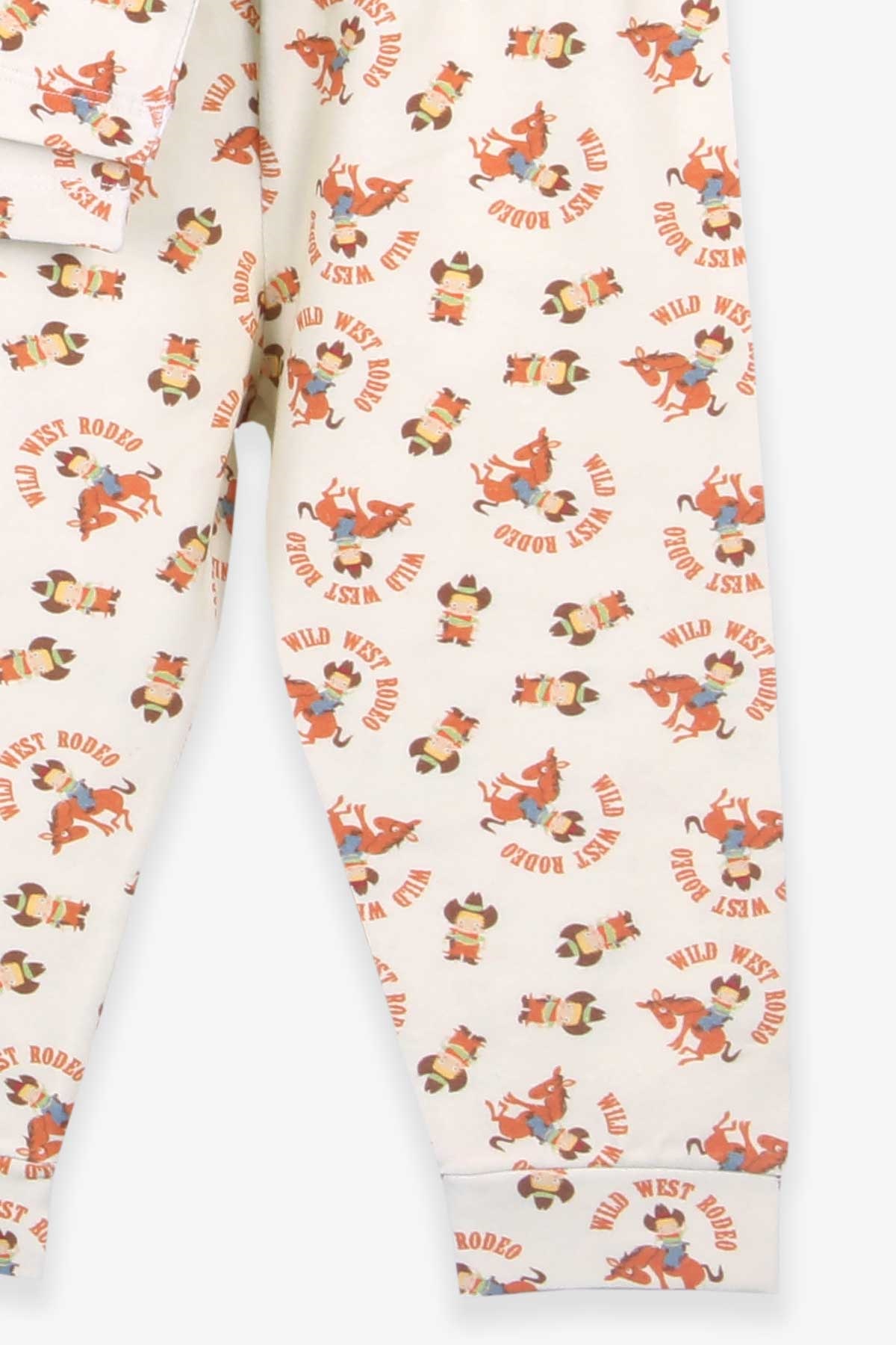 MACAWI Erkek Çocuk Pijama Takımı Kovboy Desenli Fıstık Yeşili (1.5-5 Yaş)