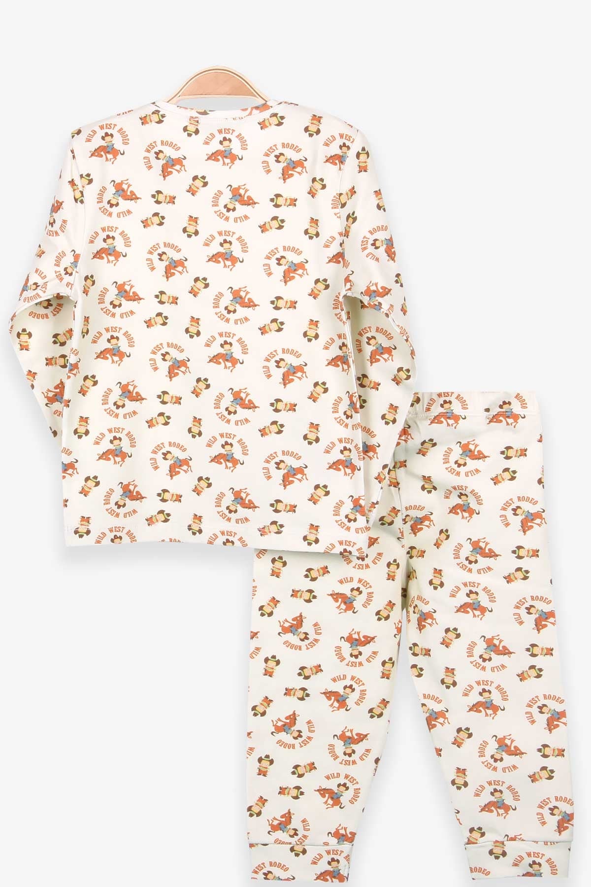 MACAWI Erkek Çocuk Pijama Takımı Kovboy Desenli Fıstık Yeşili (1.5-5 Yaş)