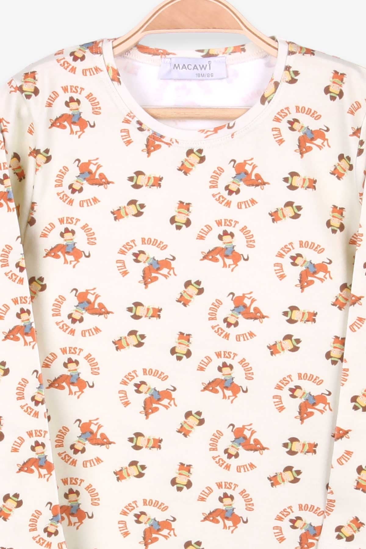 MACAWI Erkek Çocuk Pijama Takımı Kovboy Desenli Fıstık Yeşili (1.5-5 Yaş)
