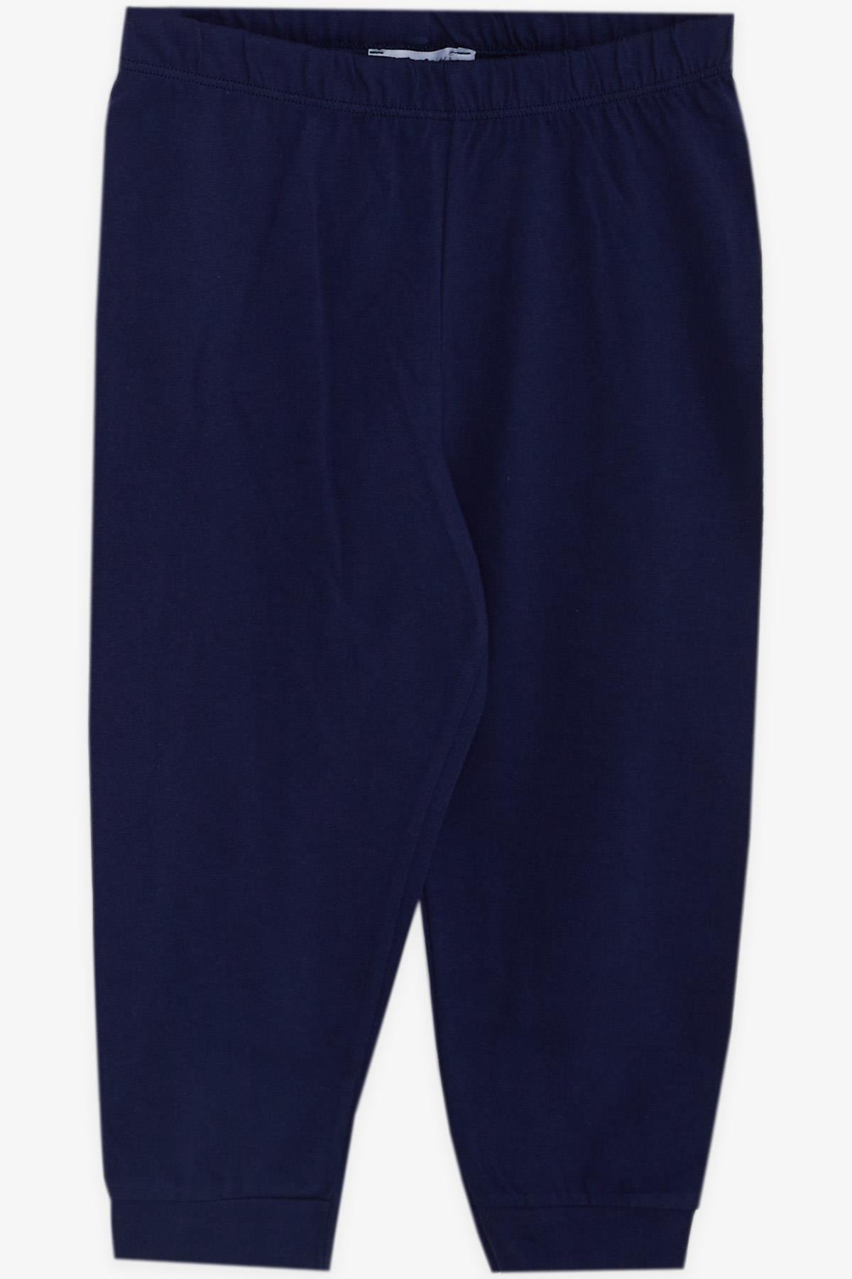 MACAWI Erkek Çocuk Pijama Takımı Palmiye Desenli Saks Mavisi (3-7 Yaş)