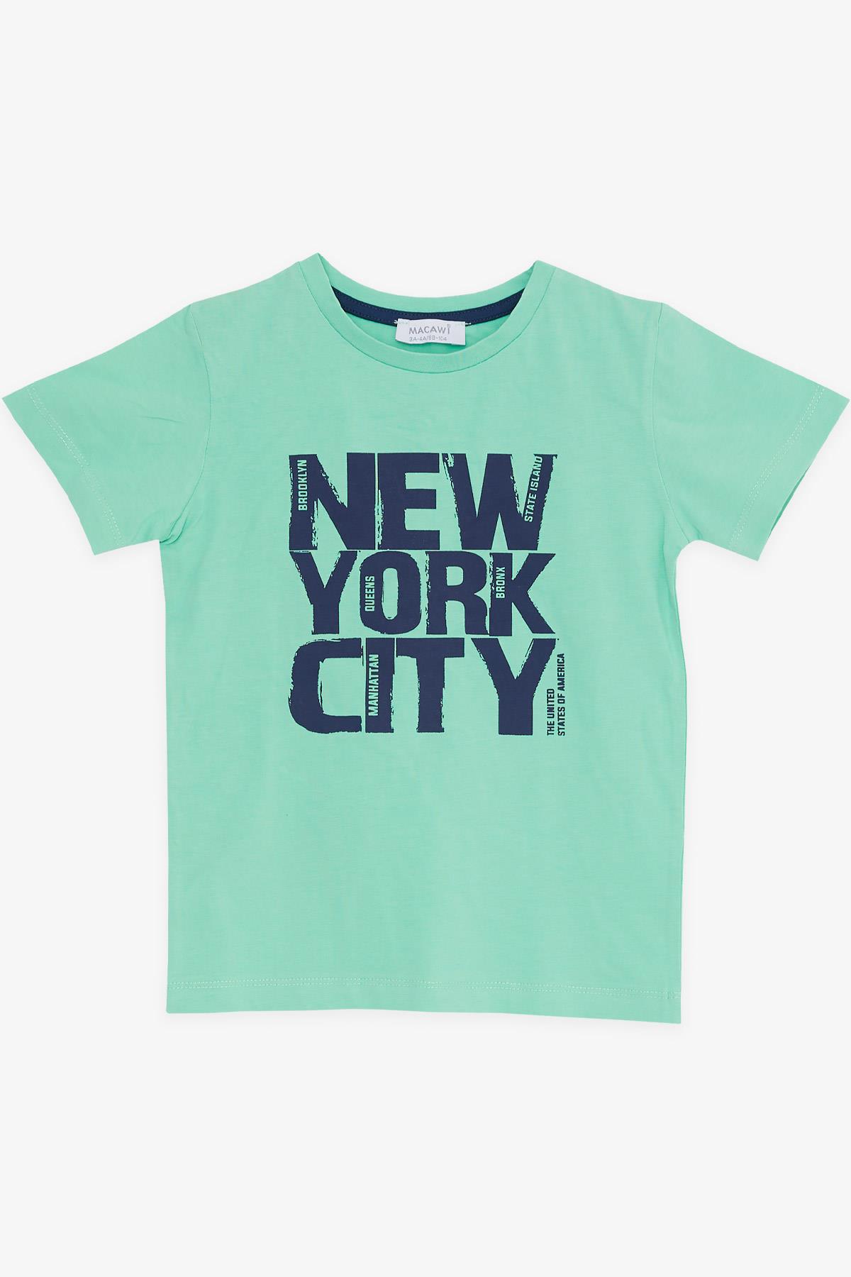 MACAWI Erkek Çocuk Şortlu Takım Baskılı Mint Yeşili (3-7 Yaş)
