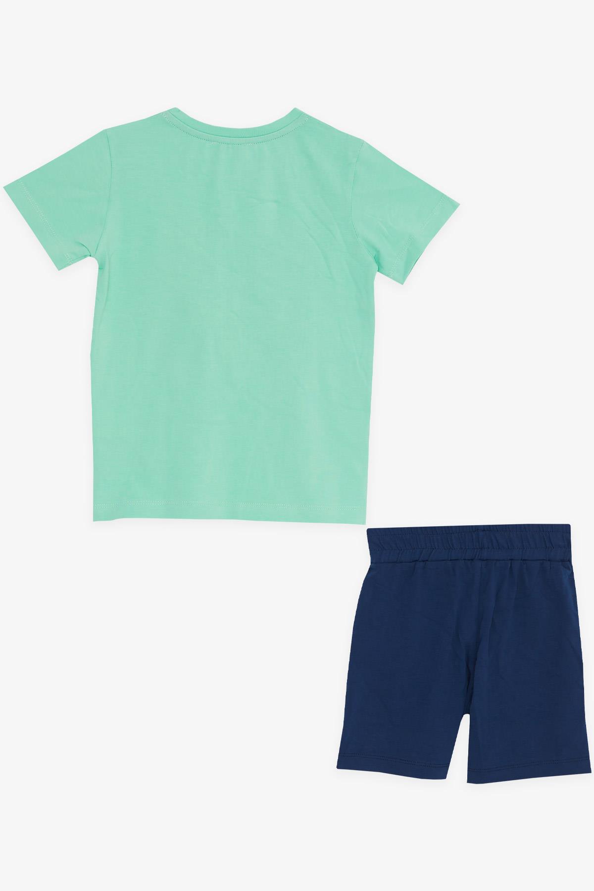 MACAWI Erkek Çocuk Şortlu Takım Baskılı Mint Yeşili (3-7 Yaş)