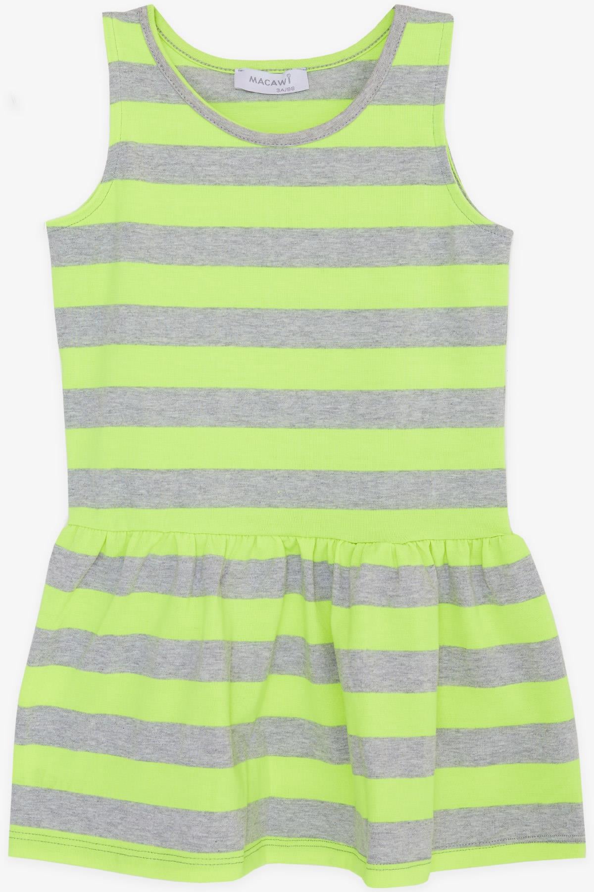 MACAWI Kız Çocuk Elbise Çizgili Neon Sarı (1.5-5 Yaş)