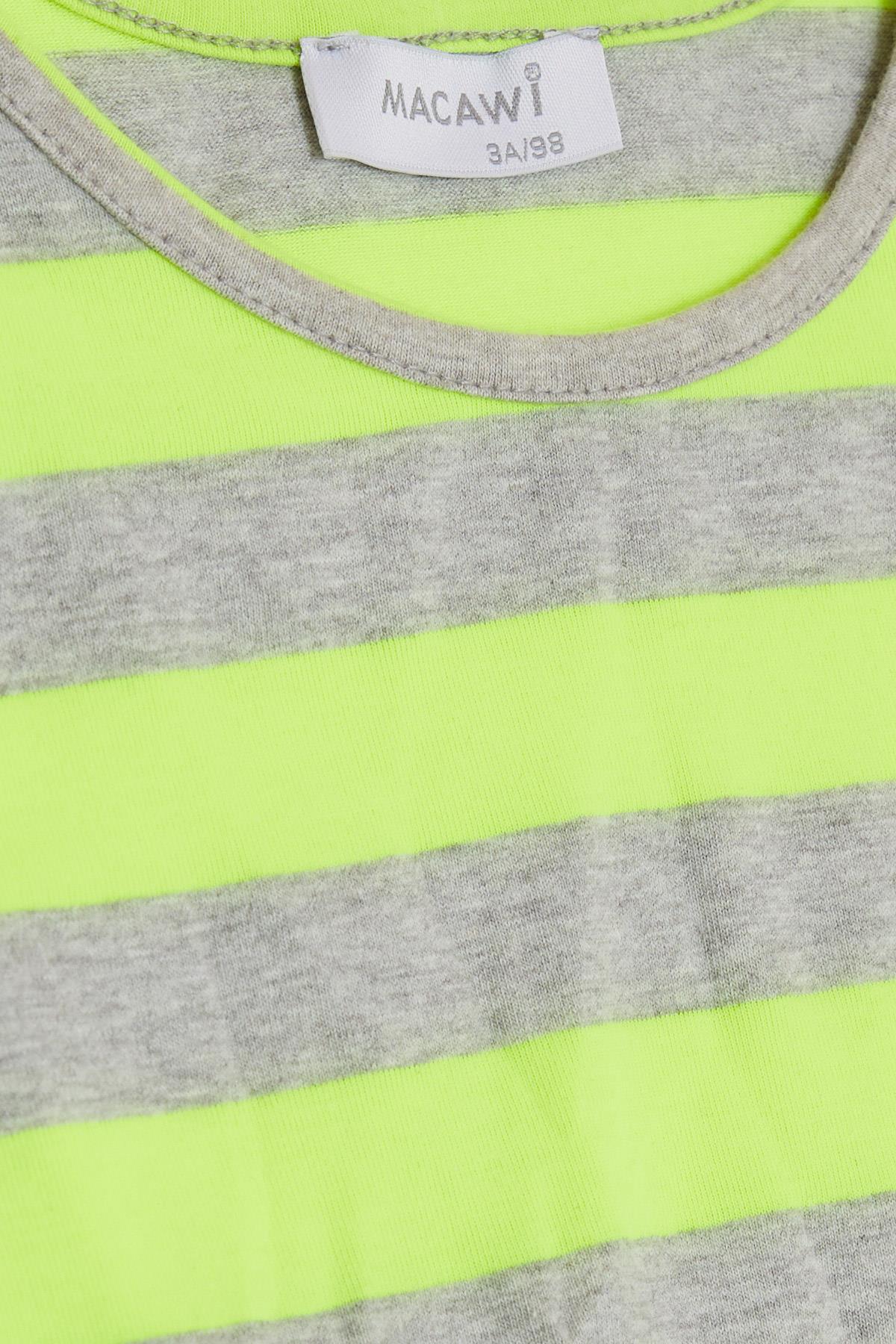MACAWI Kız Çocuk Elbise Çizgili Neon Sarı (1.5-5 Yaş)