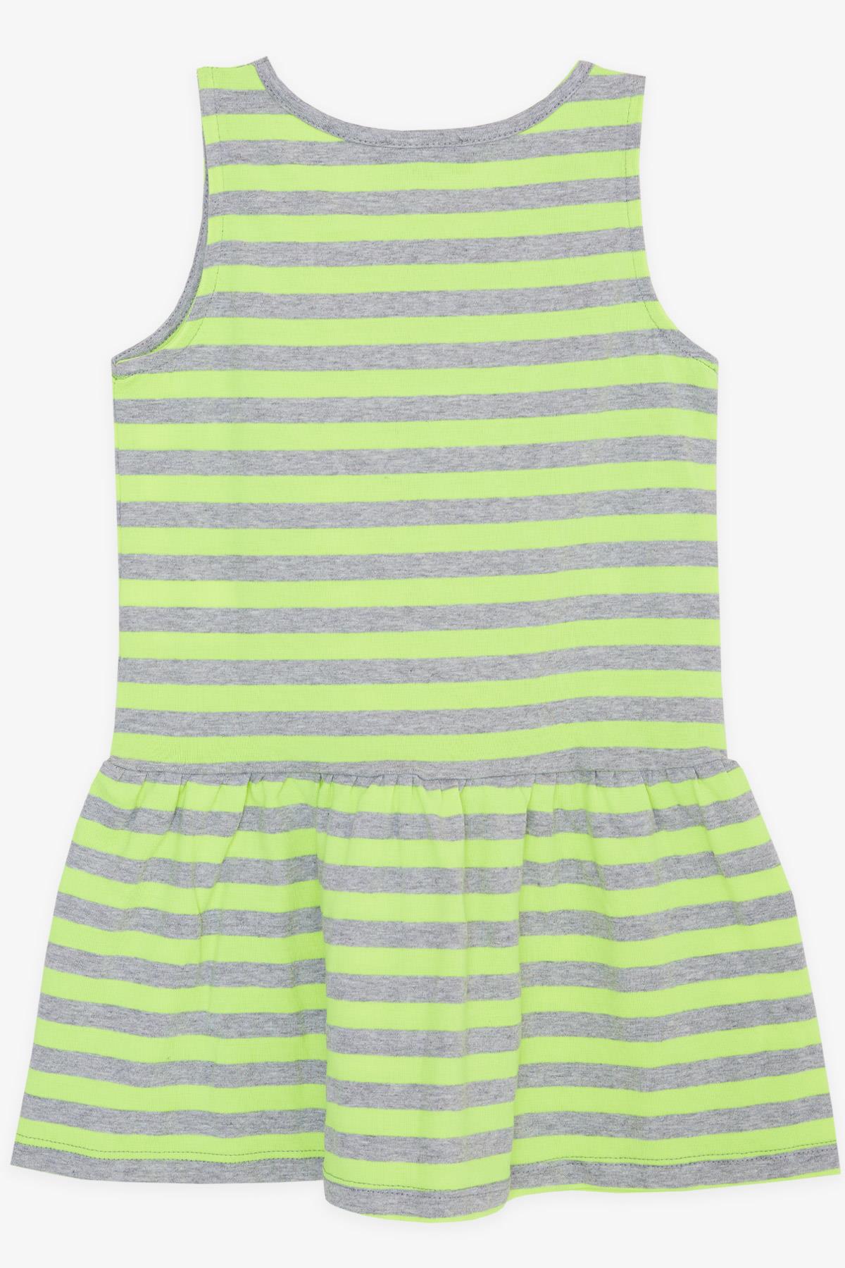 MACAWI Kız Çocuk Elbise Çizgili Neon Sarı (1.5-5 Yaş)