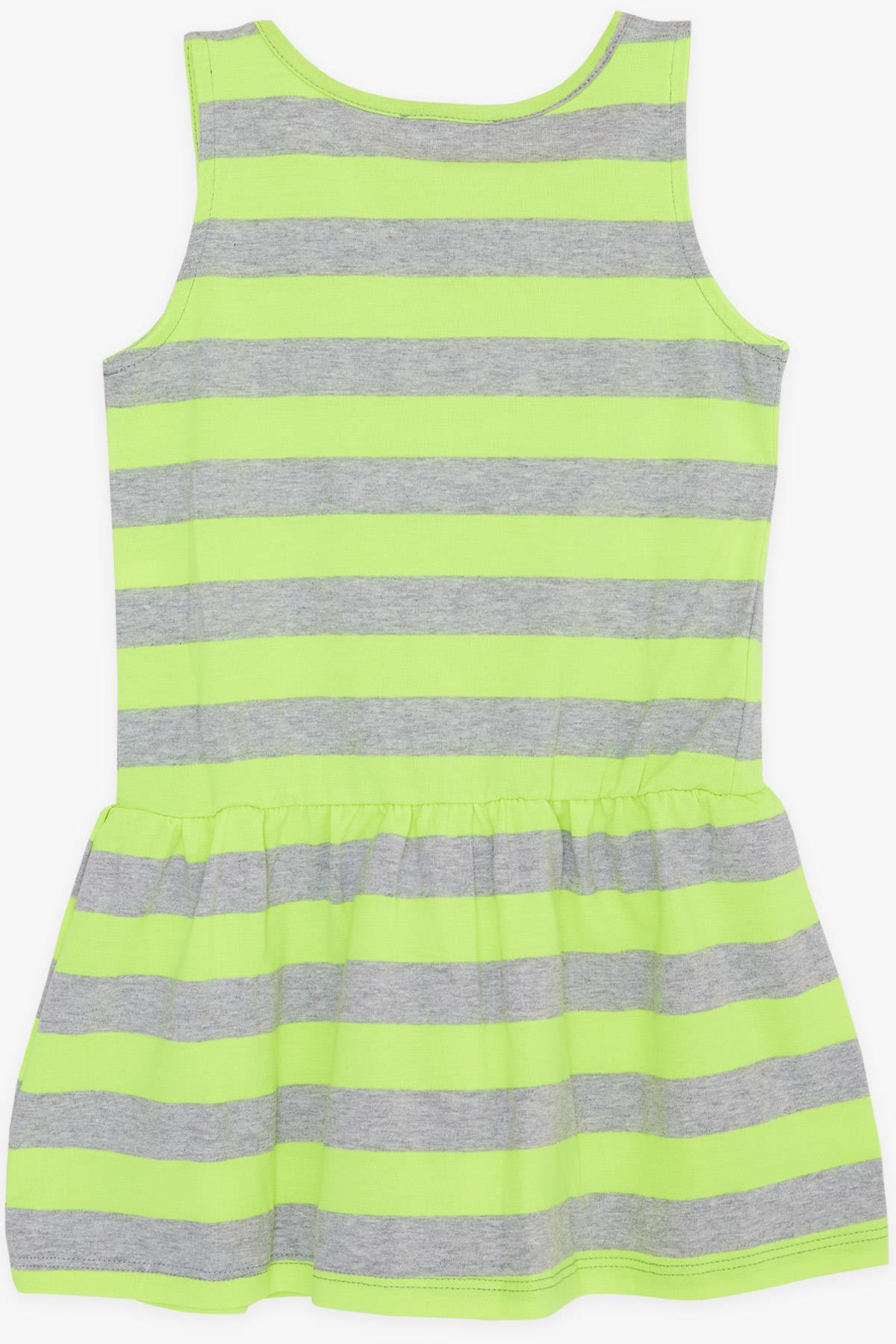 MACAWI Kız Çocuk Elbise Çizgili Neon Sarı (1.5-5 Yaş)