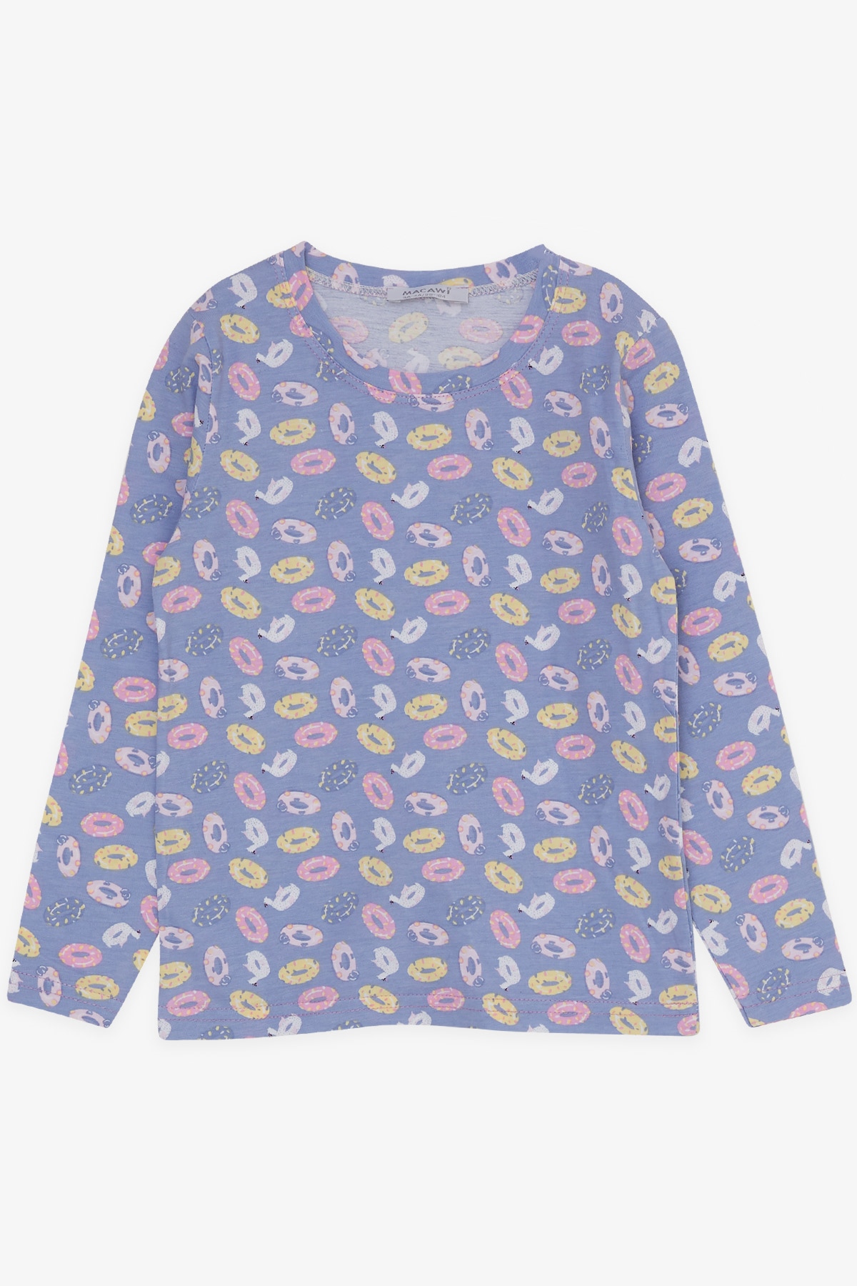 MACAWI Kız Çocuk Pijama Takımı Renkli Deniz Simidi Desenli Lila (3-7 Yaş)