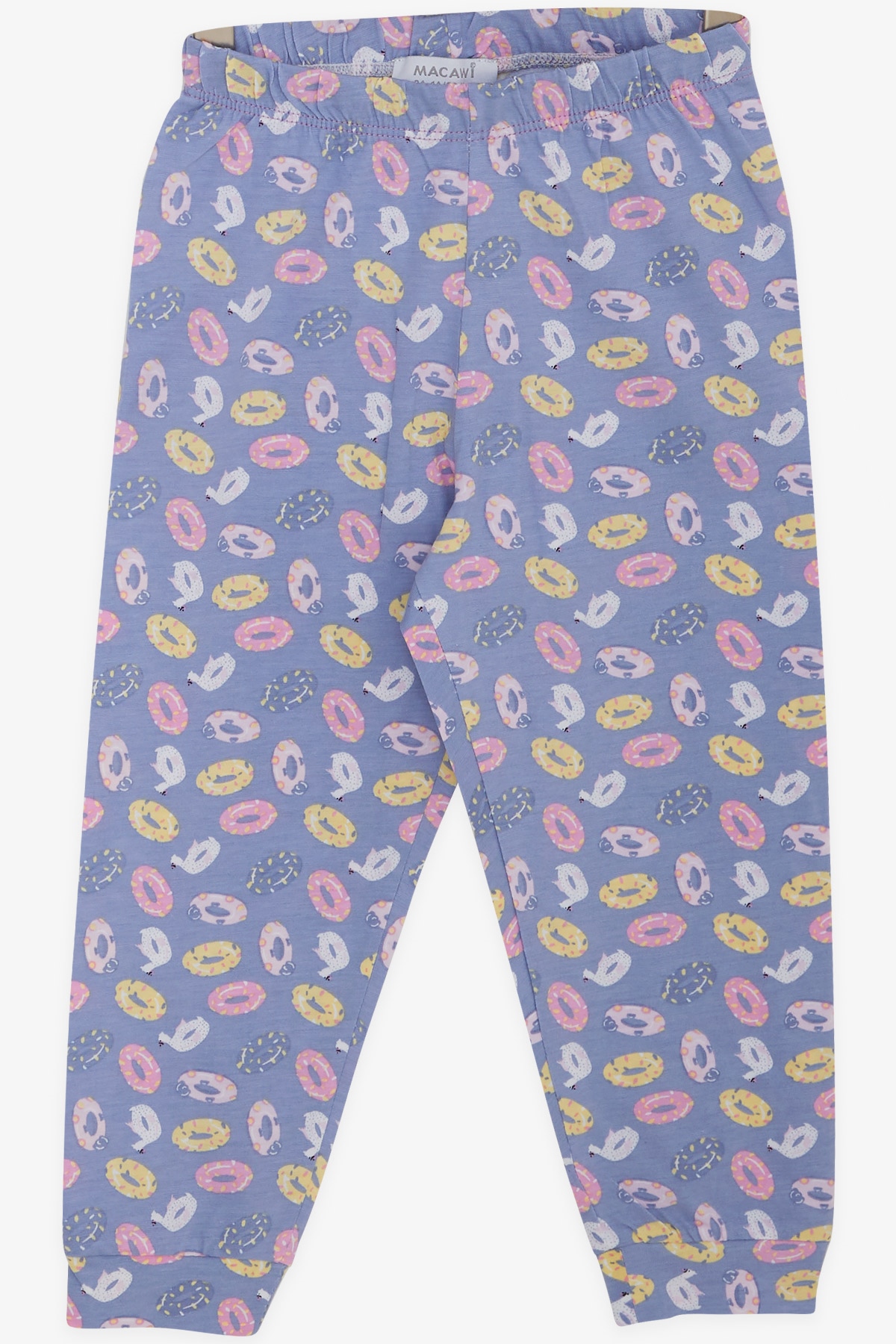 MACAWI Kız Çocuk Pijama Takımı Renkli Deniz Simidi Desenli Lila (3-7 Yaş)