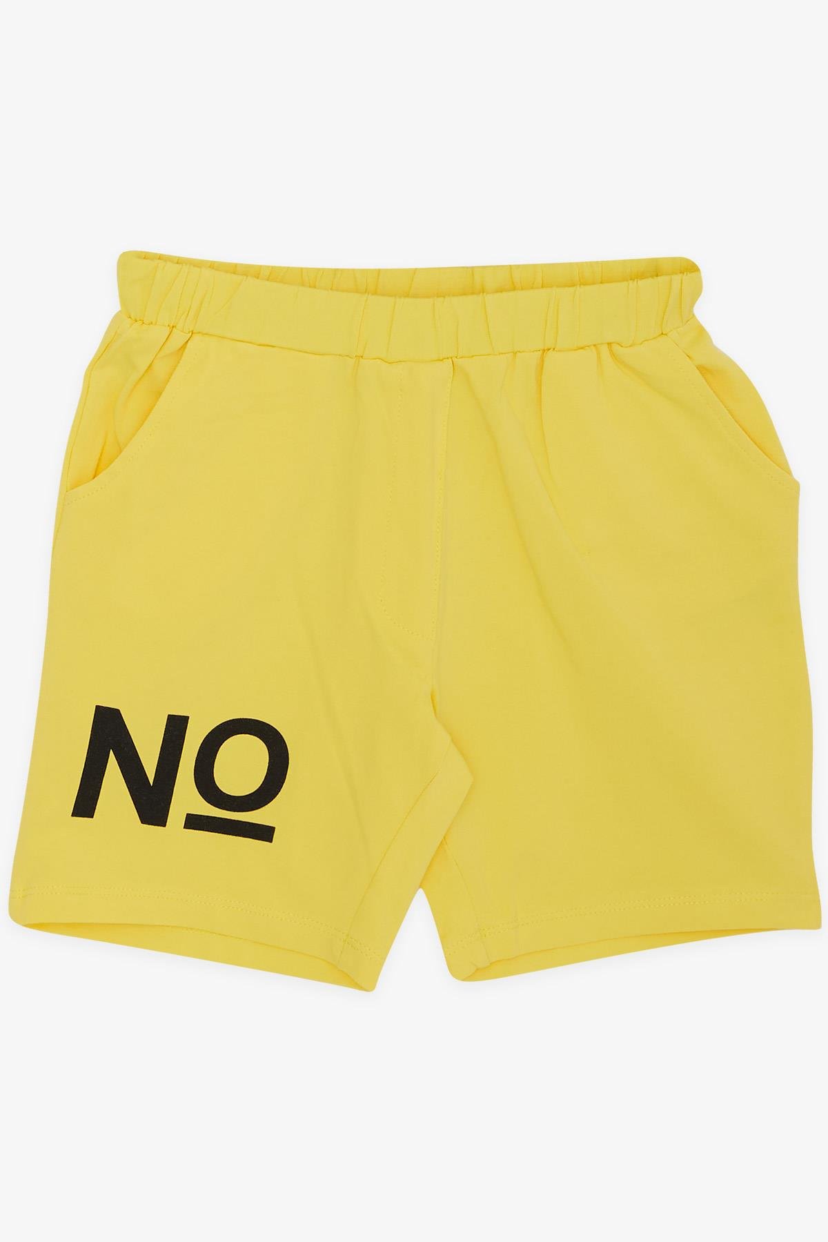 MACAWI Kız Çocuk Şortlu Takım Rakam Baskılı Sarı (3-7 Yaş)