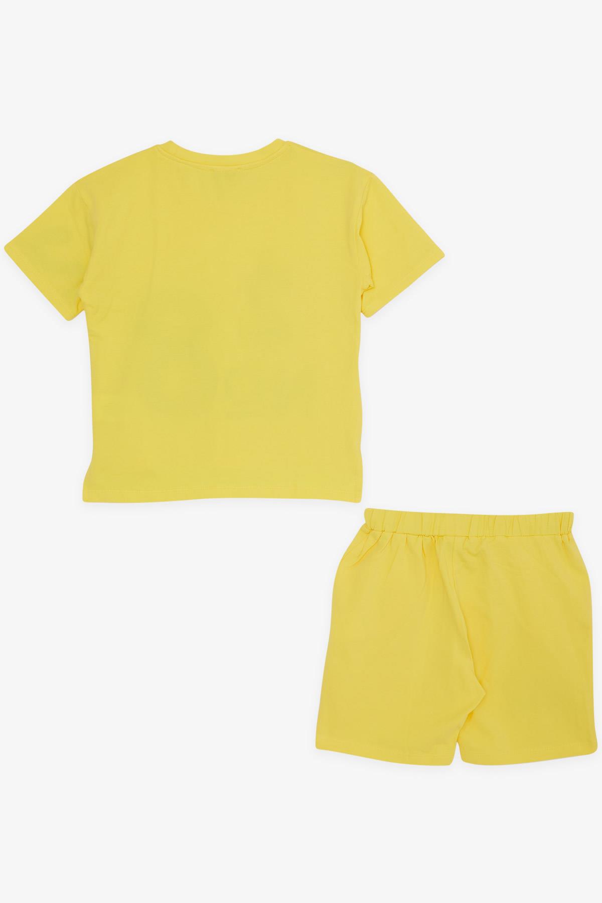 MACAWI Kız Çocuk Şortlu Takım Rakam Baskılı Sarı (3-7 Yaş)
