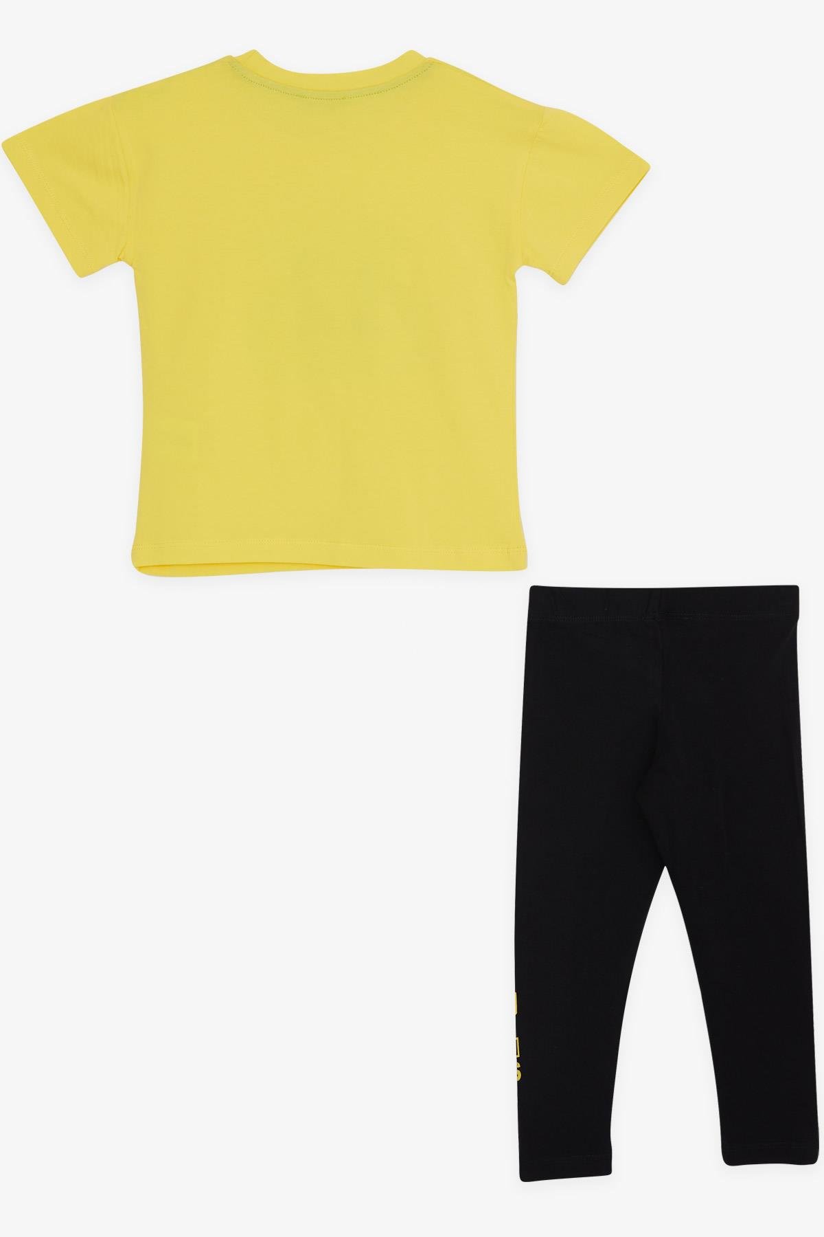MACAWI Kız Çocuk Taytlı Takım Rakam Baskılı Sarı (3-7 Yaş)