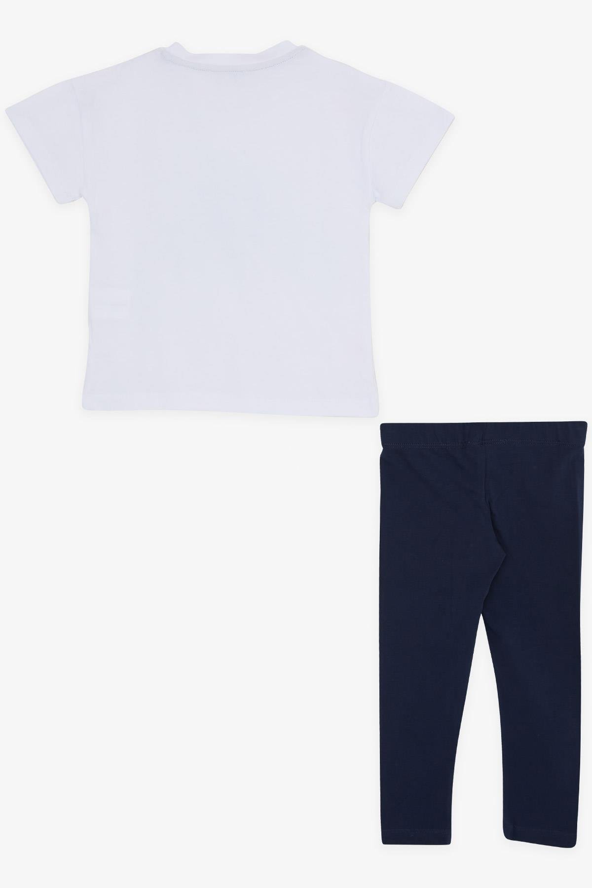 MACAWI Kız Çocuk Taytlı Takım Rakam Baskılı Beyaz (3-7 Yaş)