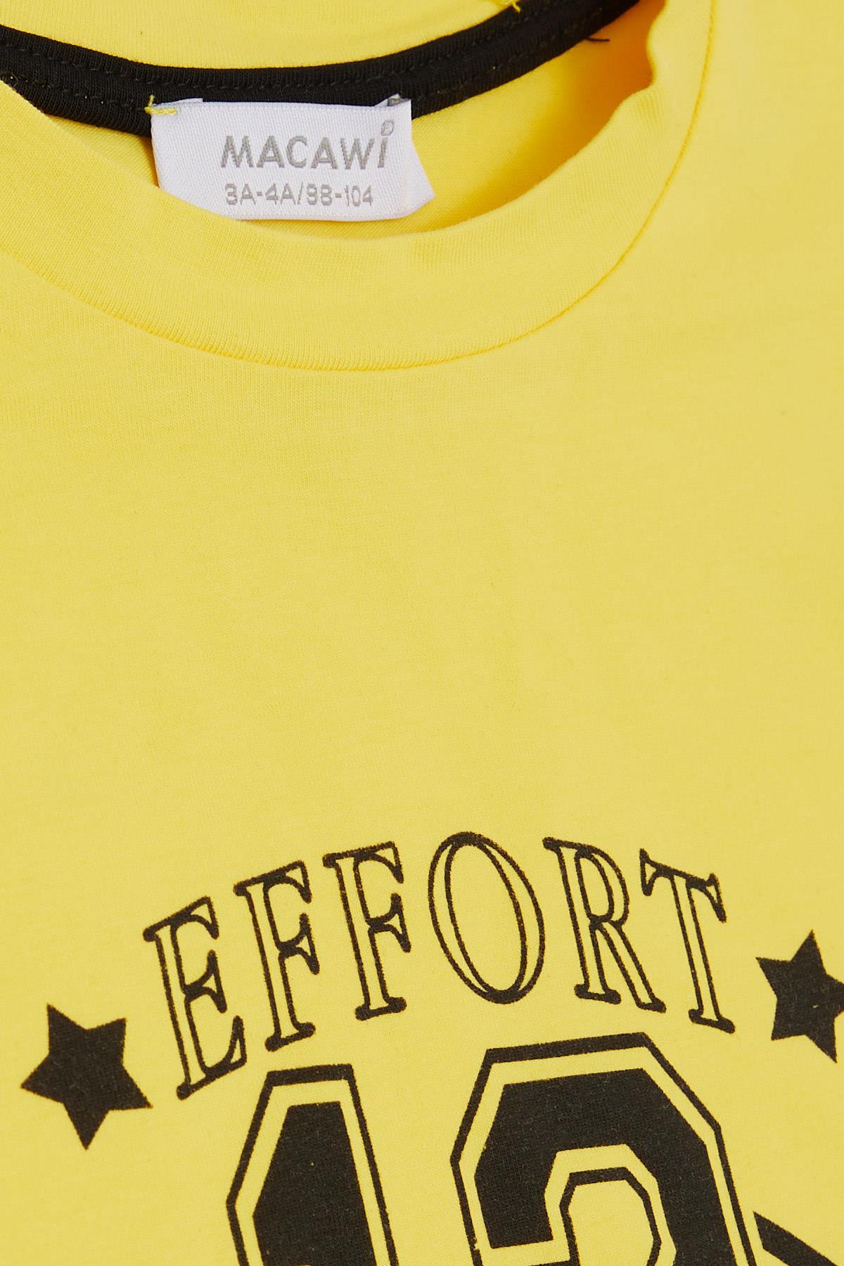 MACAWI Kız Çocuk Taytlı Takım Rakam Baskılı Sarı (3-7 Yaş)