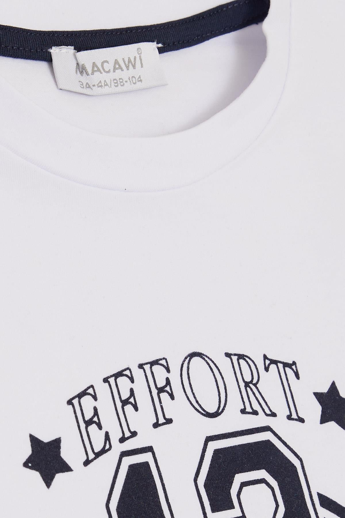 MACAWI Kız Çocuk Taytlı Takım Rakam Baskılı Beyaz (3-7 Yaş)