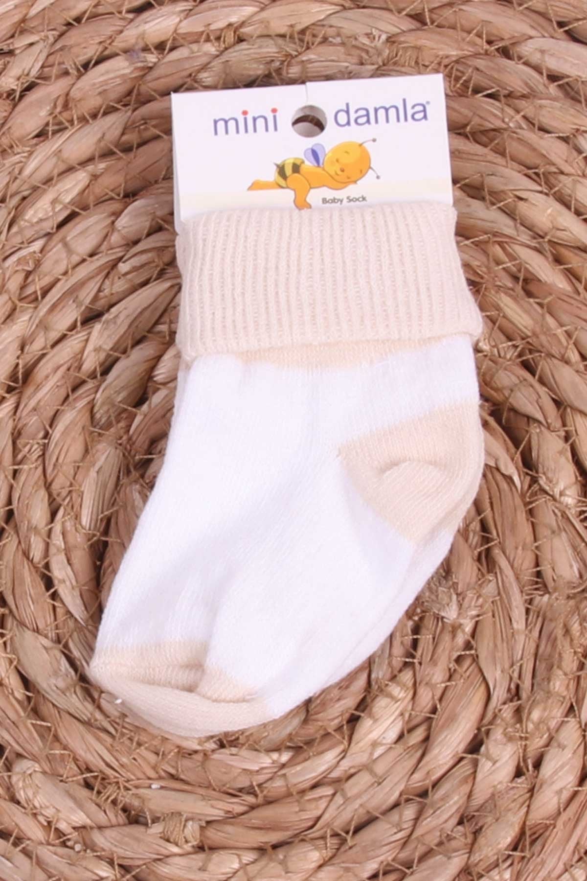 Mini Damla Bebek Yenidoğan Çorap Çemberli Bej (Standart)