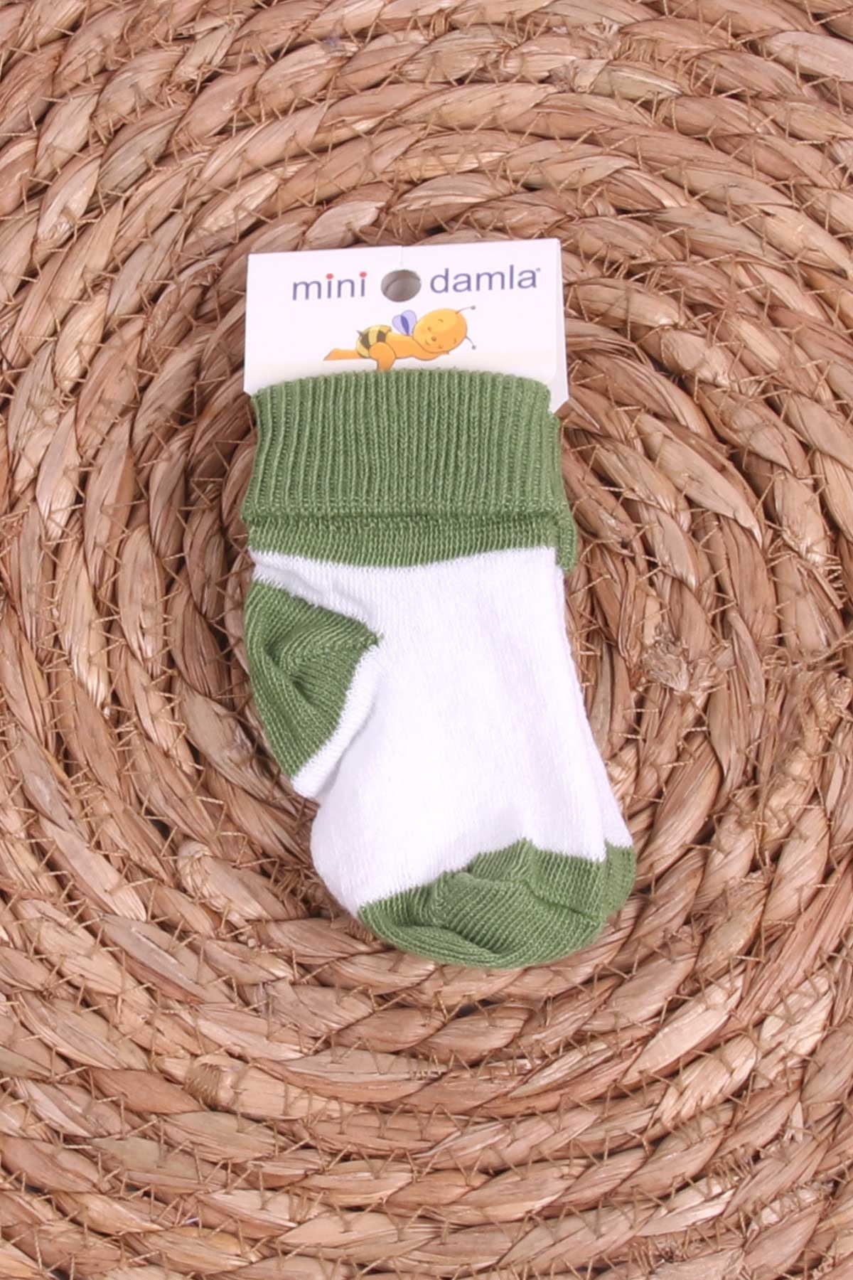 Mini Damla Erkek Bebek Yenidoğan Çorap Çemberli Yeşil (Standart)