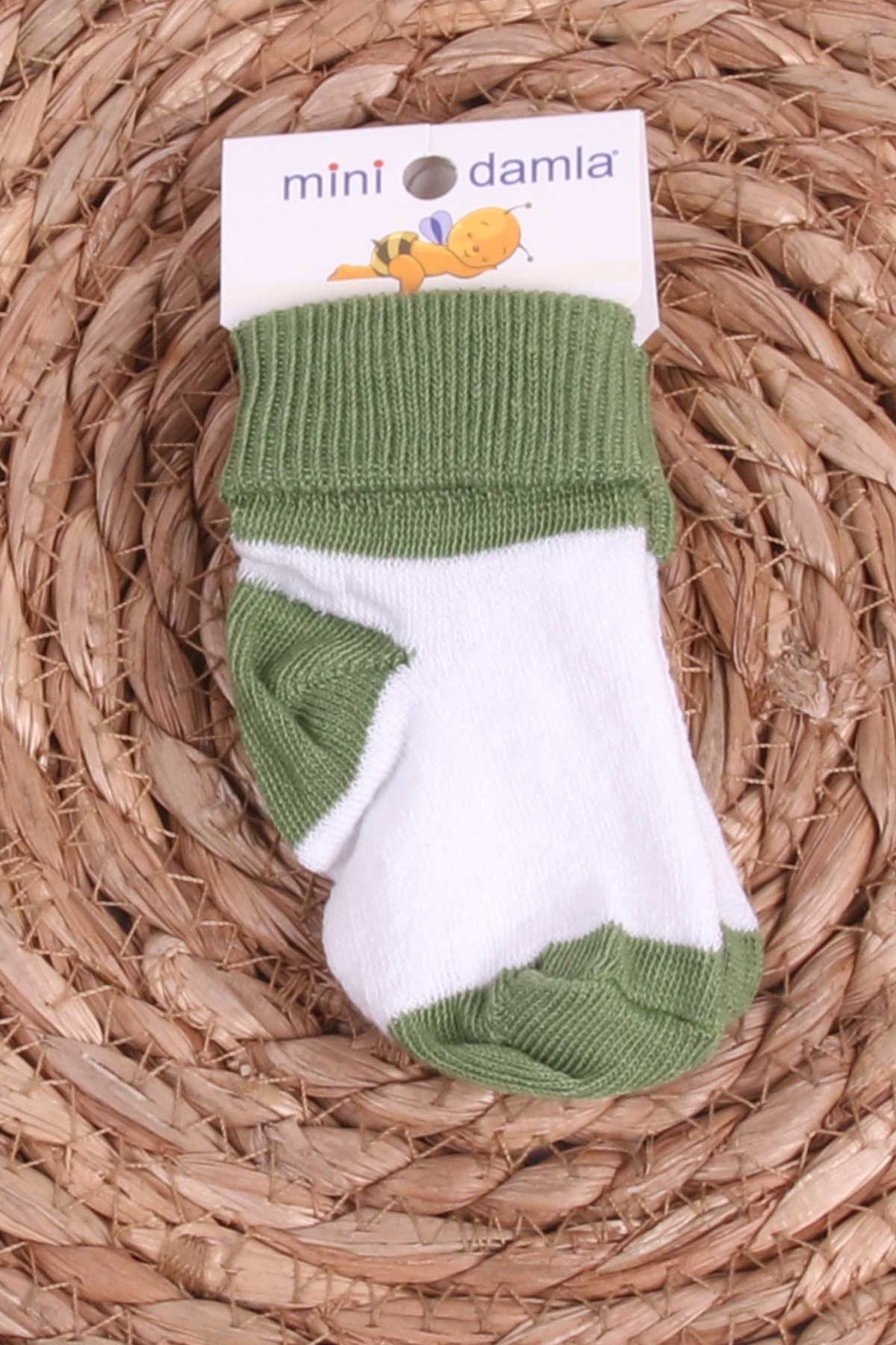 Mini Damla Erkek Bebek Yenidoğan Çorap Çemberli Yeşil (Standart)