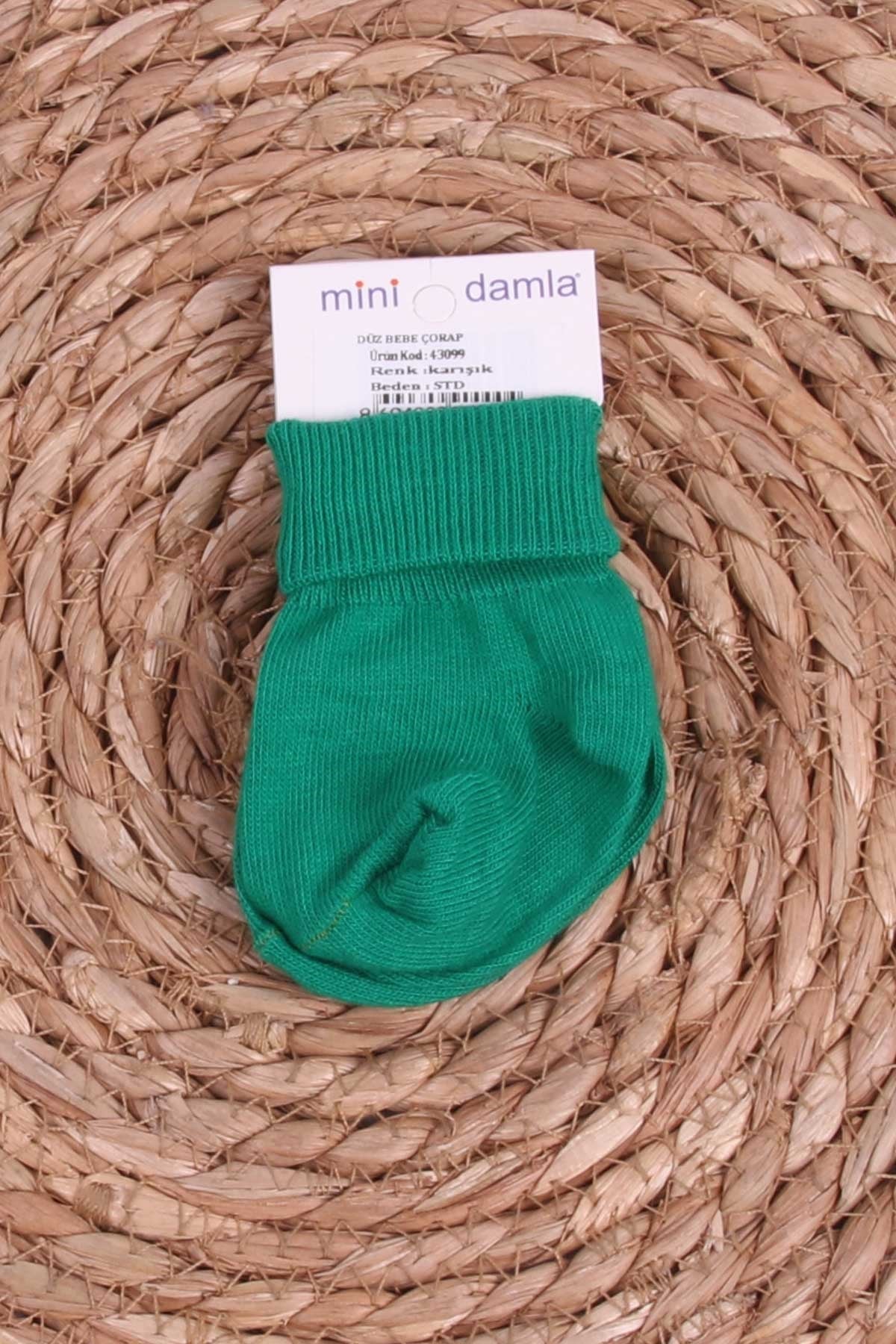 Mini Damla Kız Bebek Yenidoğan Çorap Bilekli Yeşil (Standart)