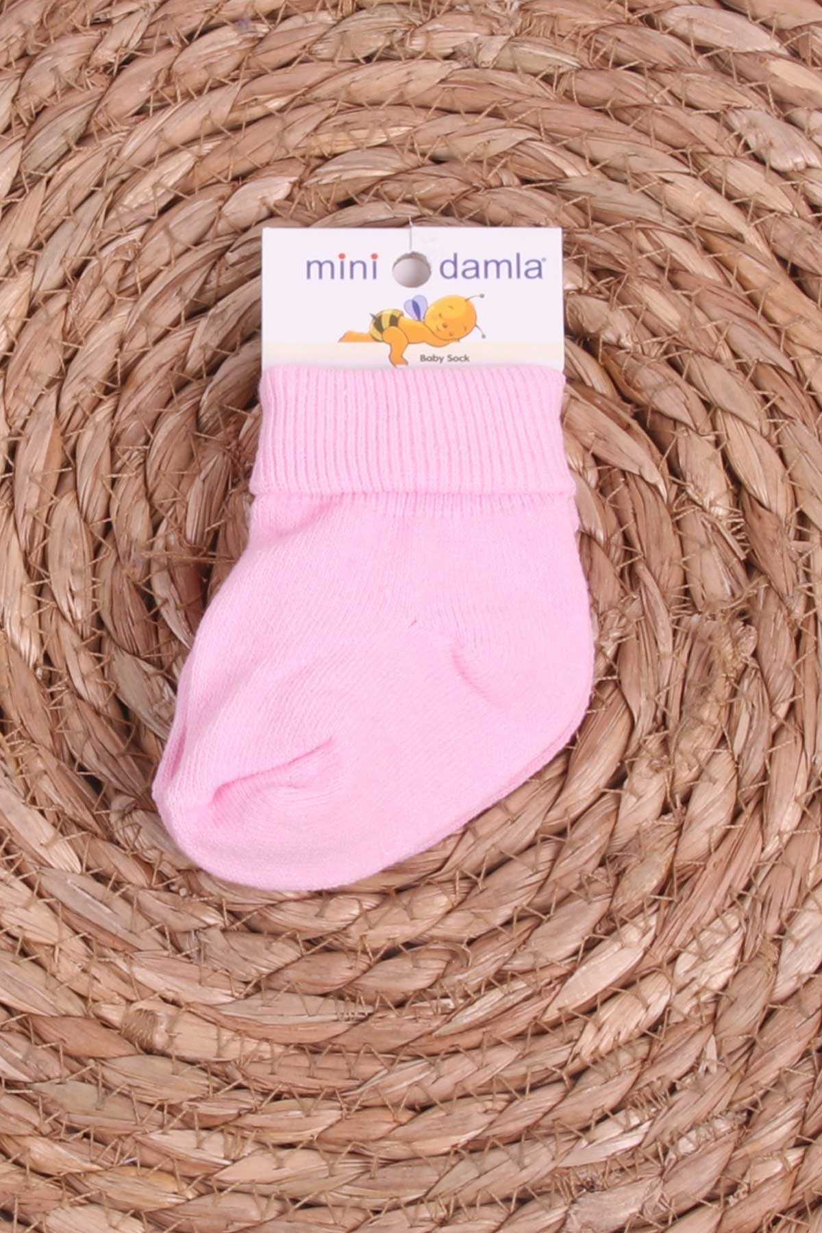 Mini Damla Kız Bebek Yenidoğan Çorap Bilekli Pembe (Standart)