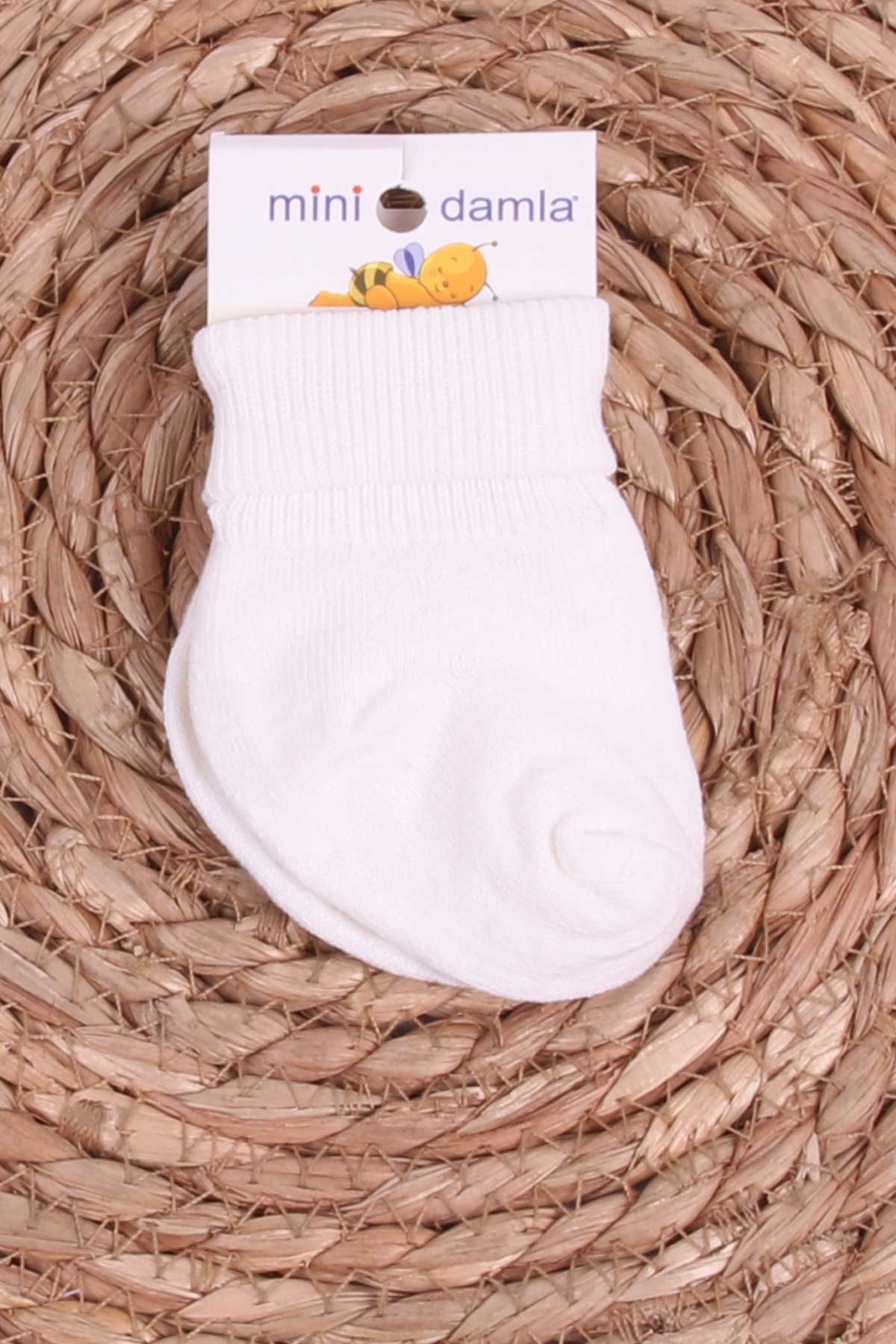 Mini Damla Kız Bebek Yenidoğan Çorap Bilekli Ekru (Standart)