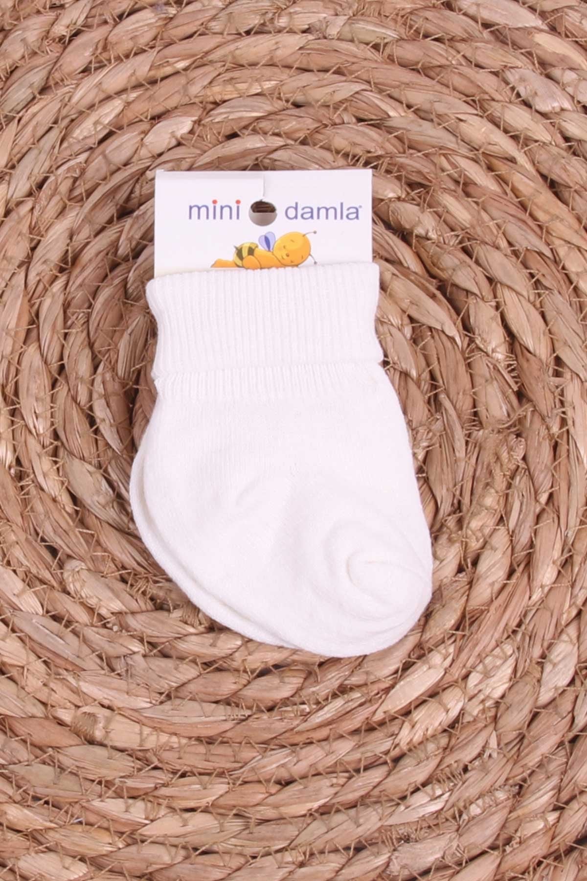 Mini Damla Kız Bebek Yenidoğan Çorap Bilekli Ekru (Standart)
