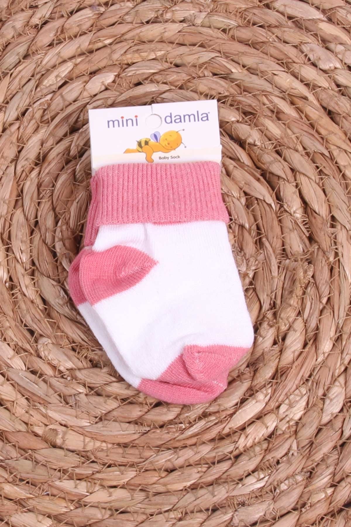 Mini Damla Kız Bebek Yenidoğan Çorap Çemberli Gülkurusu (Standart)