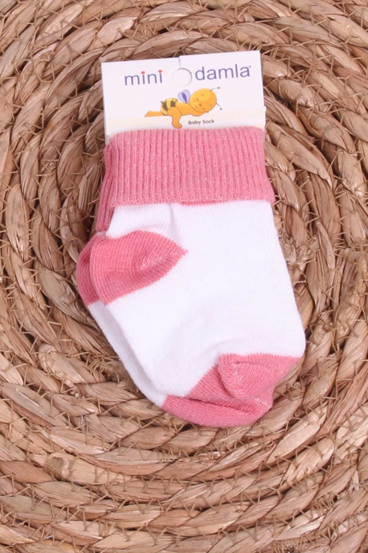 Mini Damla Kız Bebek Yenidoğan Çorap Çemberli Gülkurusu (Standart)