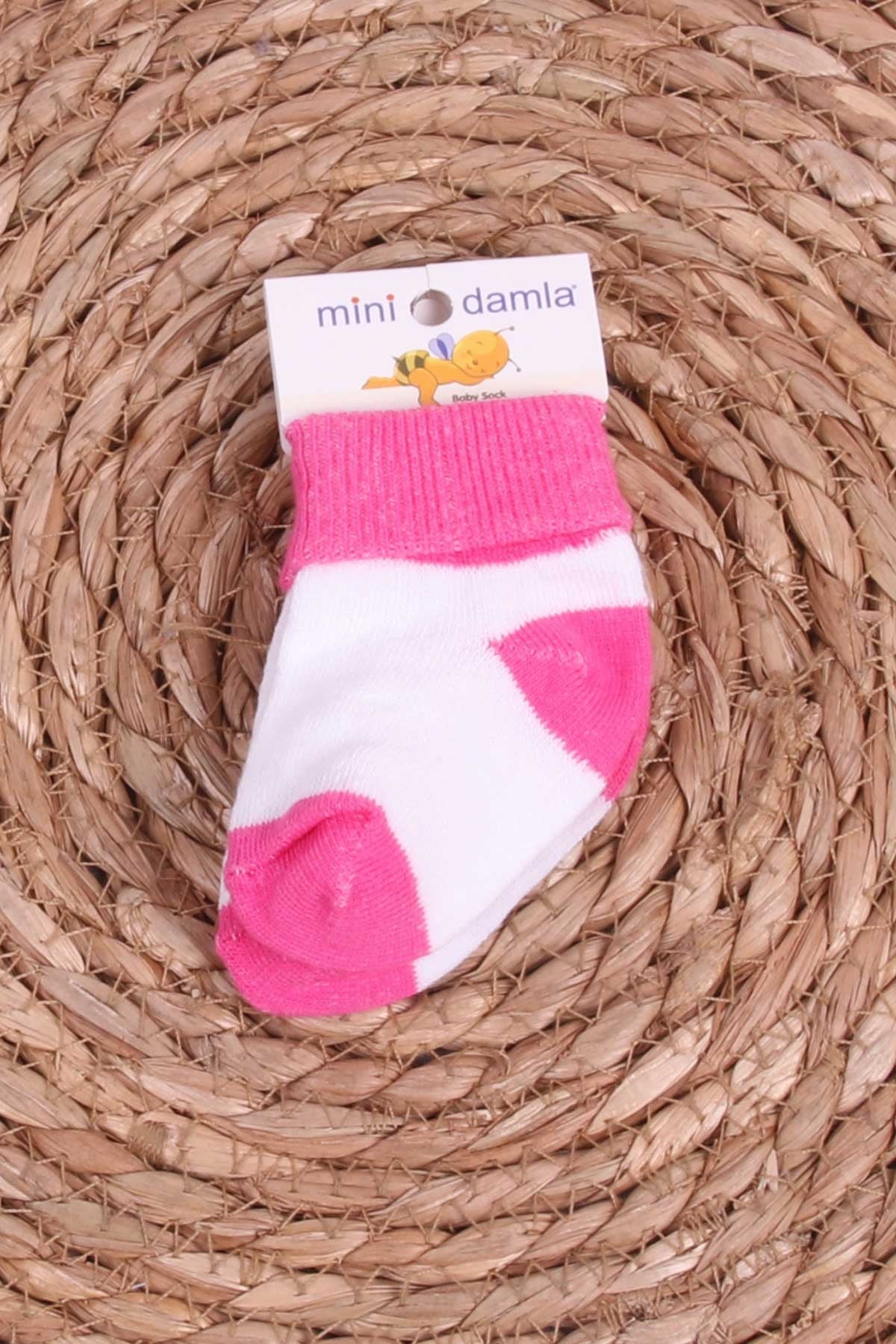 Mini Damla Kız Bebek Yenidoğan Çorap Çemberli Pembe (Standart)