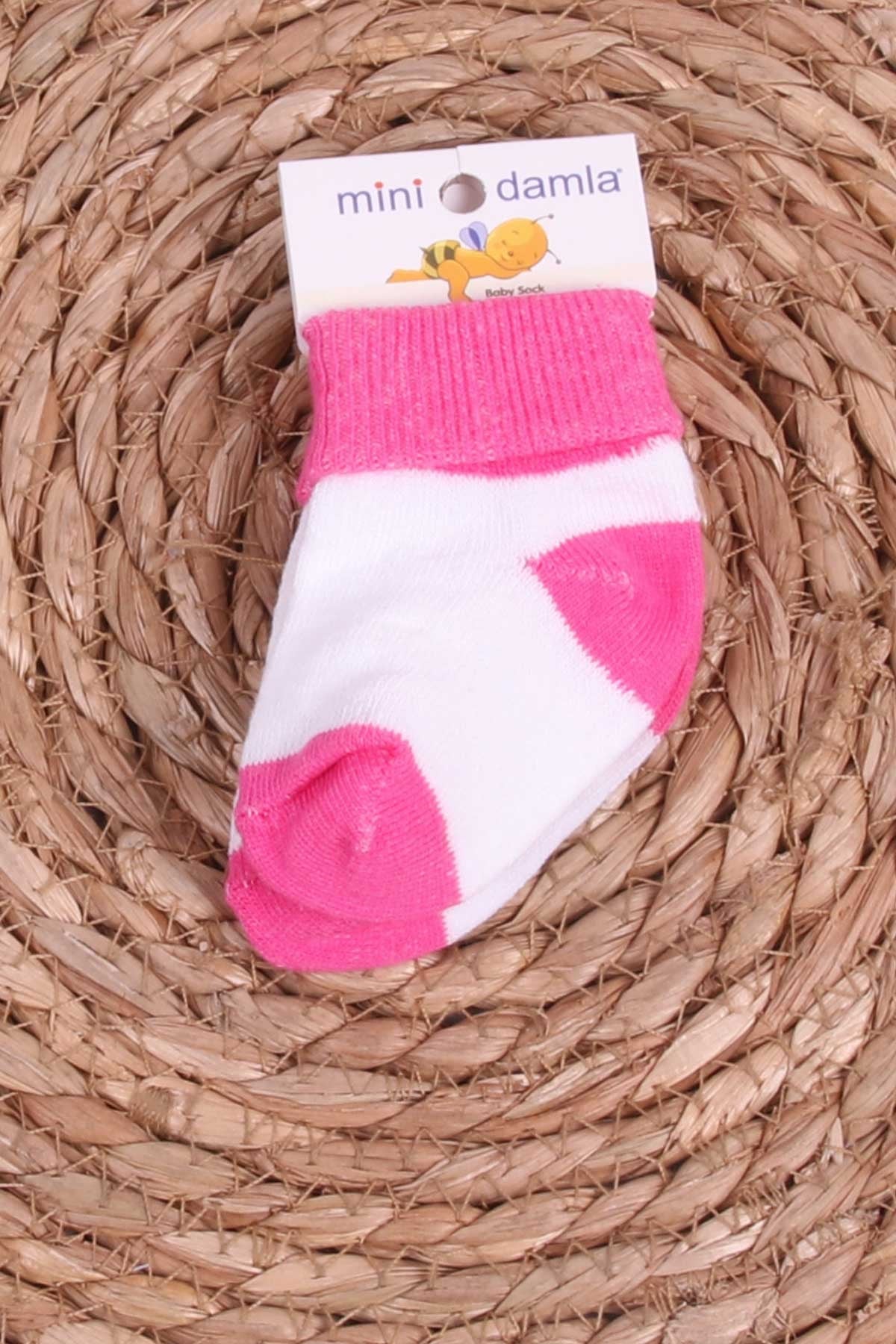 Mini Damla Kız Bebek Yenidoğan Çorap Çemberli Pembe (Standart)