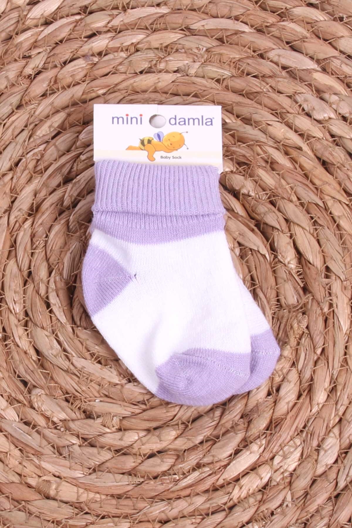 Mini Damla Kız Bebek Yenidoğan Çorap Çemberli Lila (Standart)