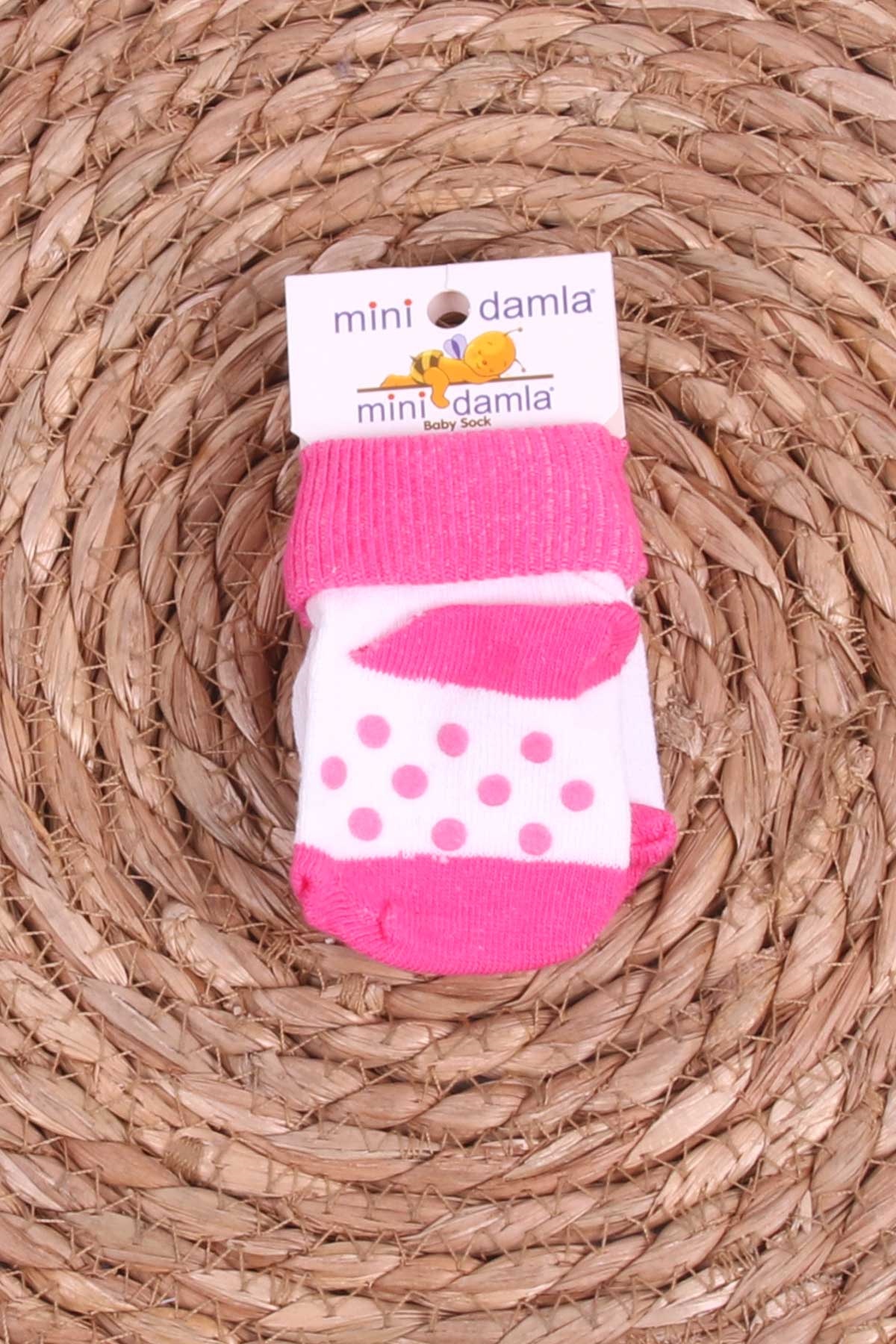 Mini Damla Kız Bebek Yenidoğan Çorap Kaymaz Taban Pembe (Standart)