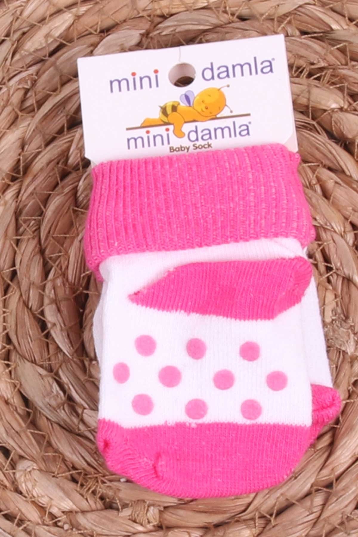 Mini Damla Kız Bebek Yenidoğan Çorap Kaymaz Taban Pembe (Standart)