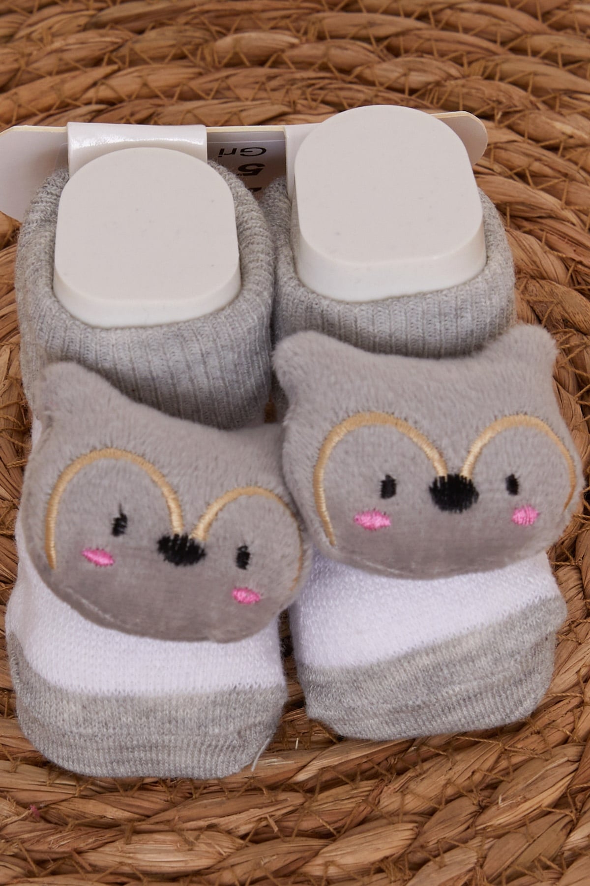 Minidamla Erkek Bebek Çorap Oyuncak Rakun Aksesuarlı Gri