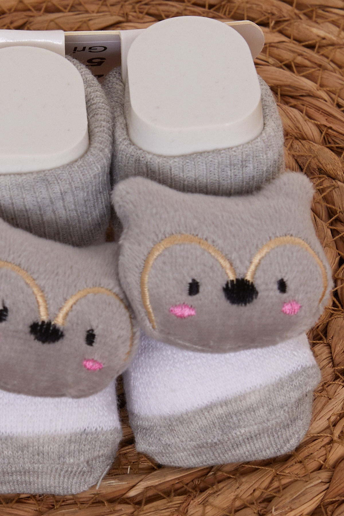 Minidamla Erkek Bebek Çorap Oyuncak Rakun Aksesuarlı Gri