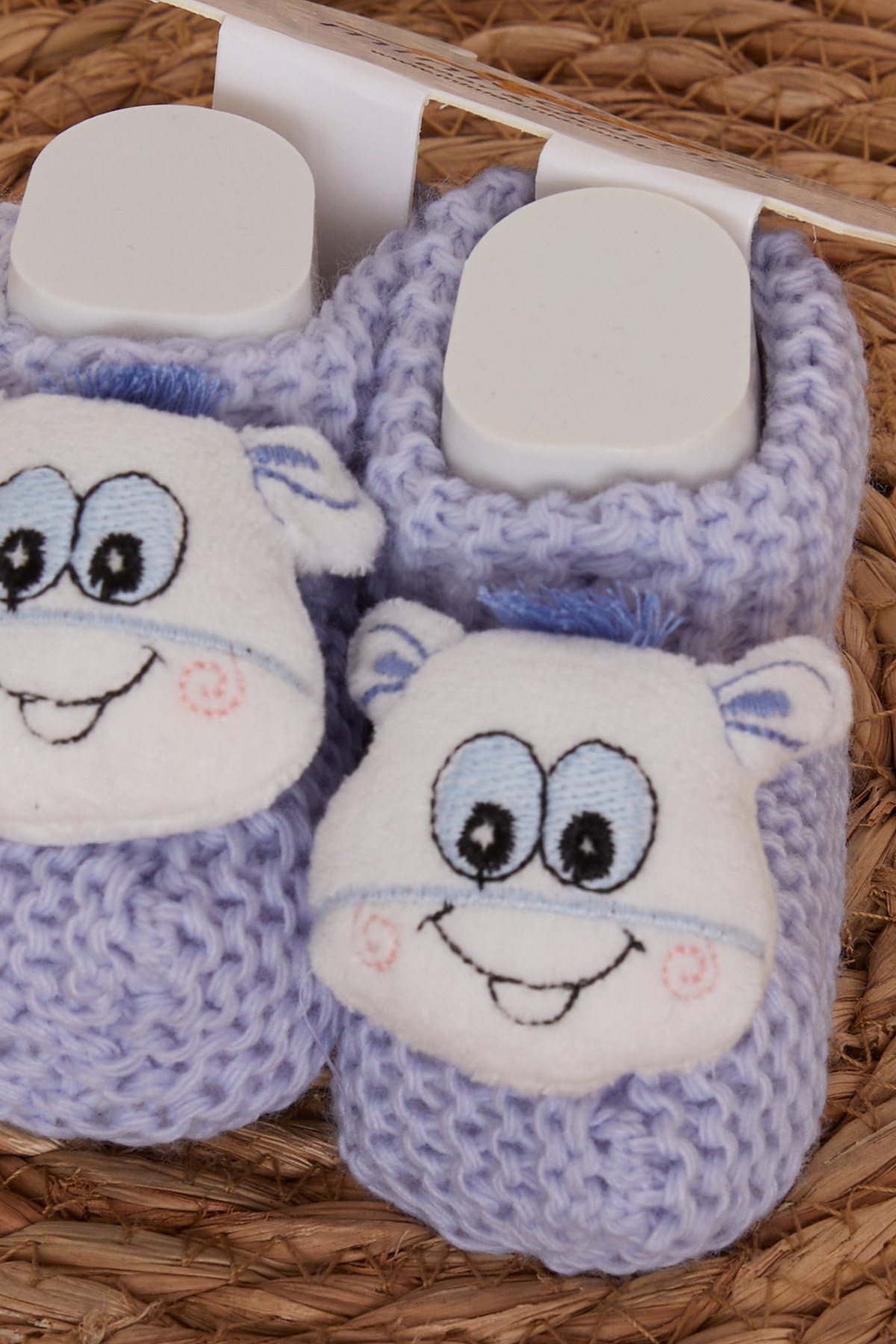 Minidamla Erkek Bebek Triko Patik Çıngırak Aksesuarlı Bebe Mavisi