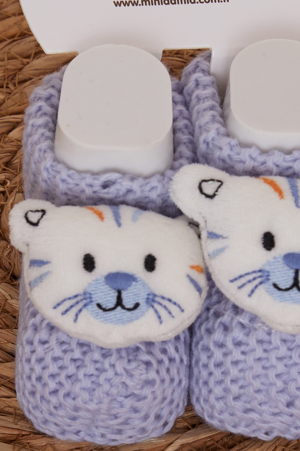 Minidamla Erkek Bebek Triko Patik Çıngırak Aksesuarlı Bebe Mavisi