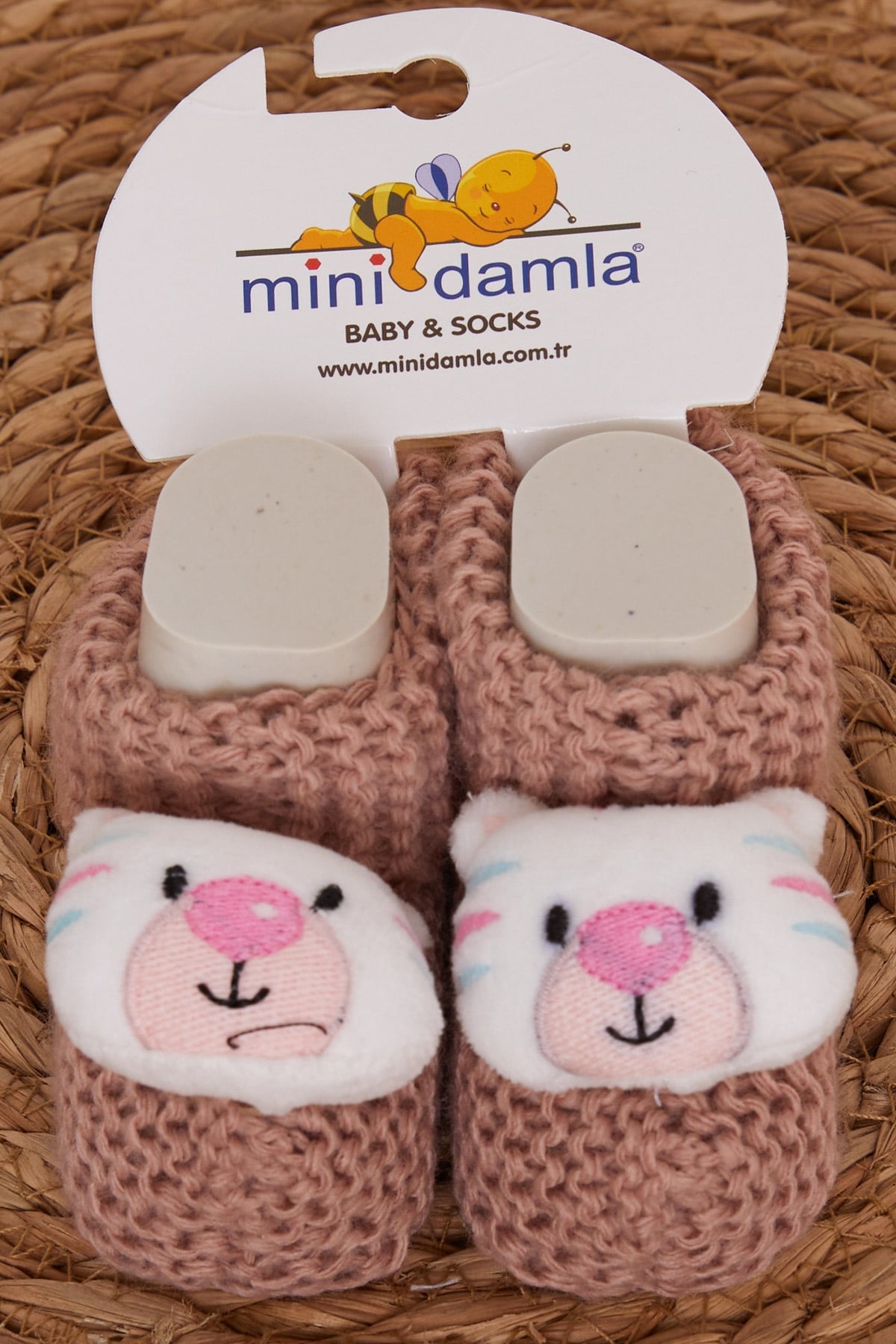 Minidamla Kız Bebek Triko Patik Çıngırak Aksesuarlı Gülkurusu