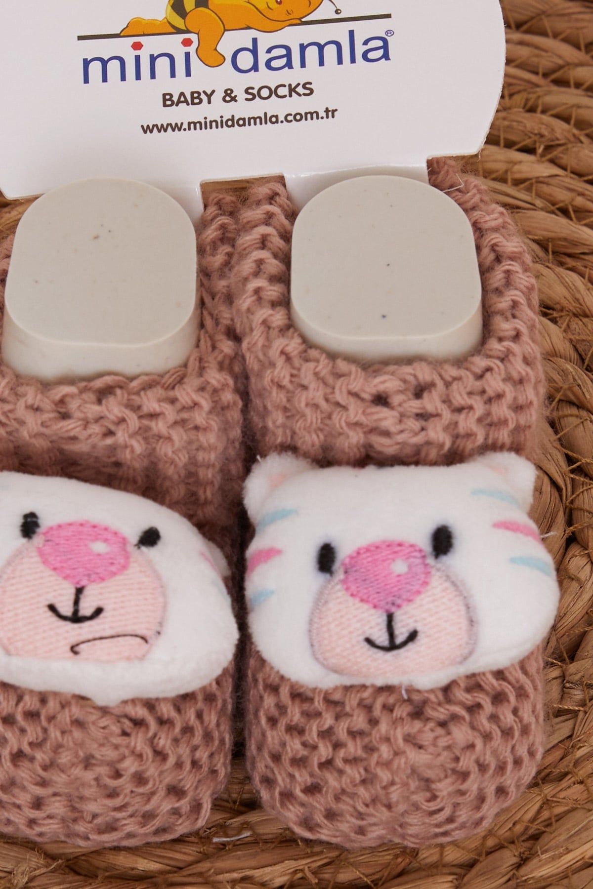 Minidamla Kız Bebek Triko Patik Çıngırak Aksesuarlı Gülkurusu