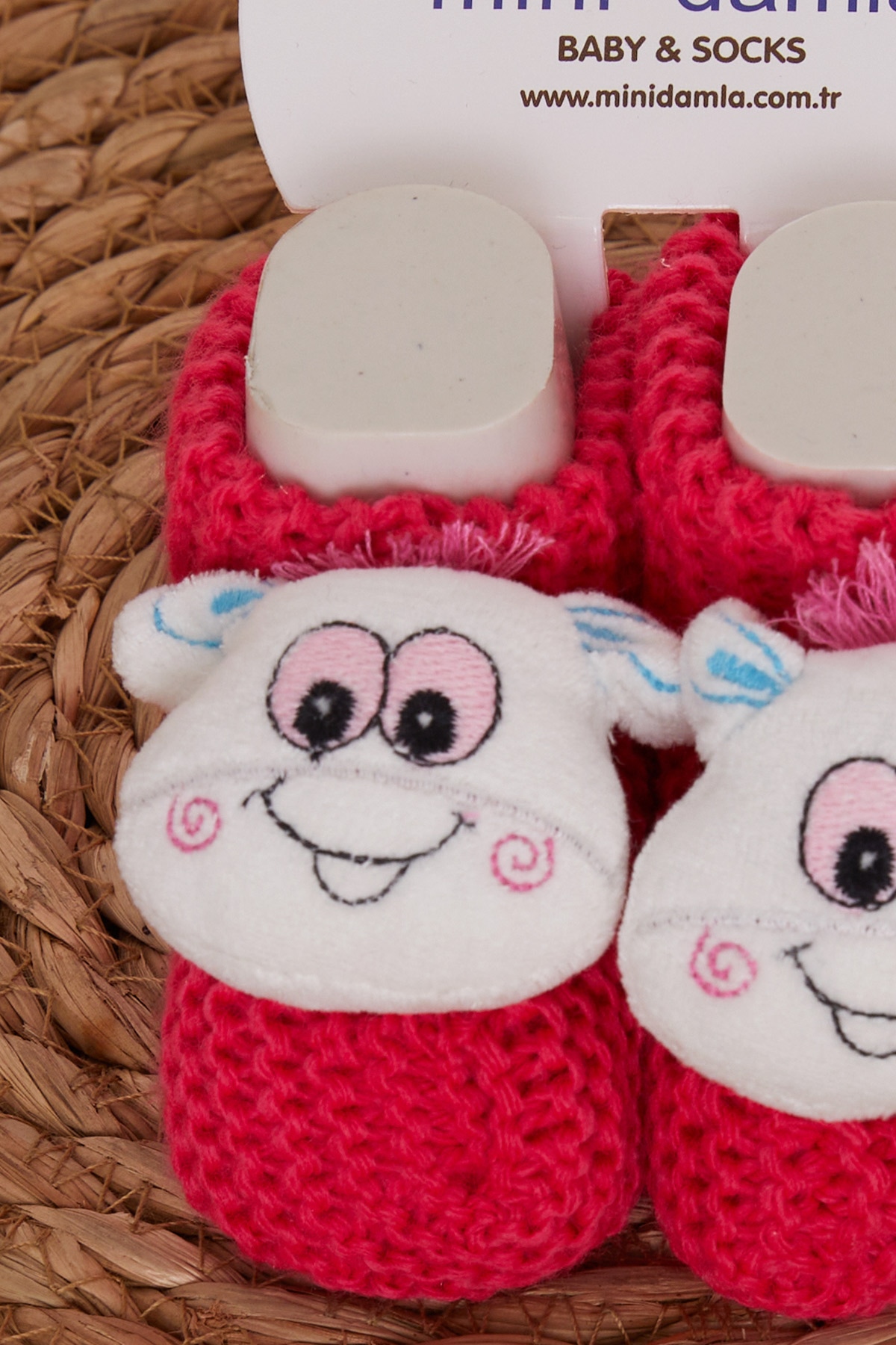 Minidamla Kız Bebek Triko Patik Çıngırak Aksesuarlı Pembe