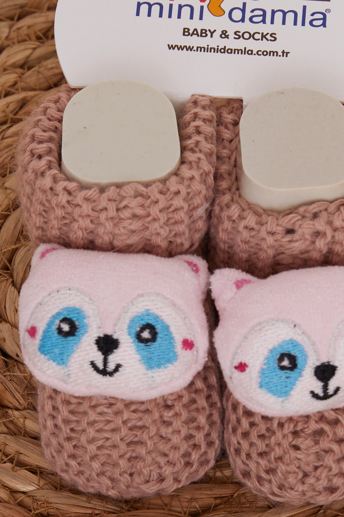 Minidamla Kız Bebek Triko Patik Çıngırak Aksesuarlı Gülkurusu